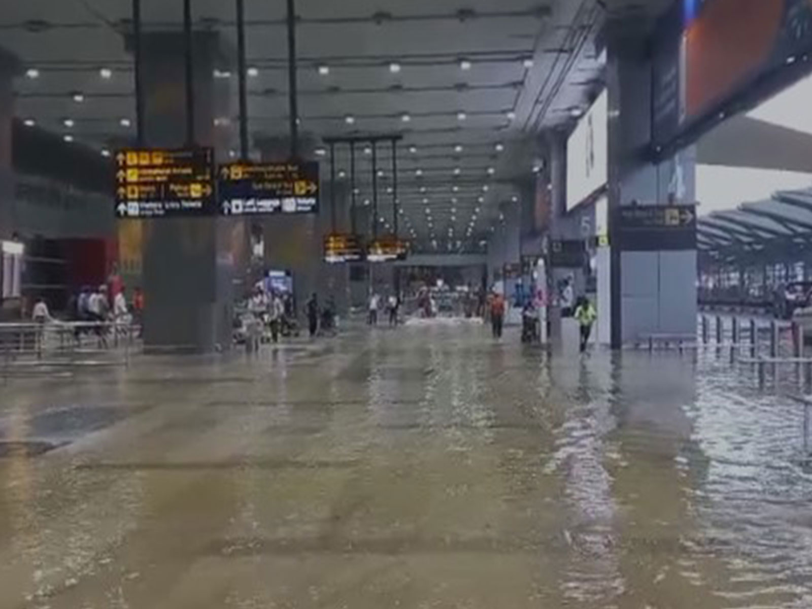 Waterlogging at the Delhi Airport following rainfall in Delhi. (Photo/ANI)