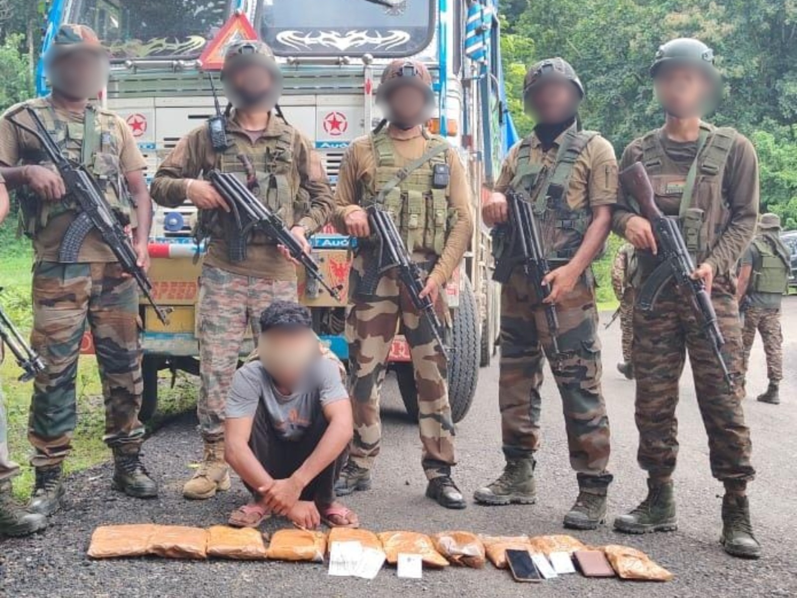 Assam Rifles, security forces seize drugs (Photo/@Spearcorps)