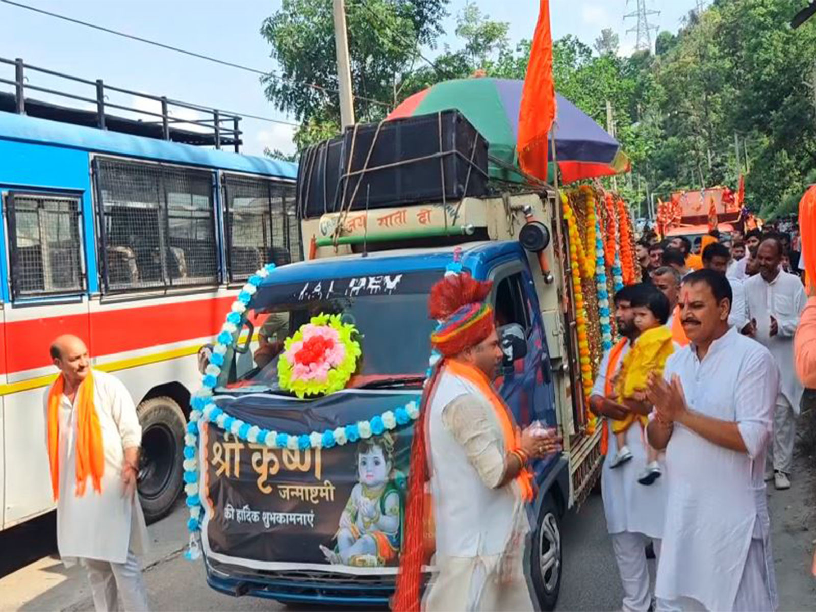 Shobha Yatra taken out in Ramban to mark Shri Krishna Janmashtami celebrations (Photo/ANI)