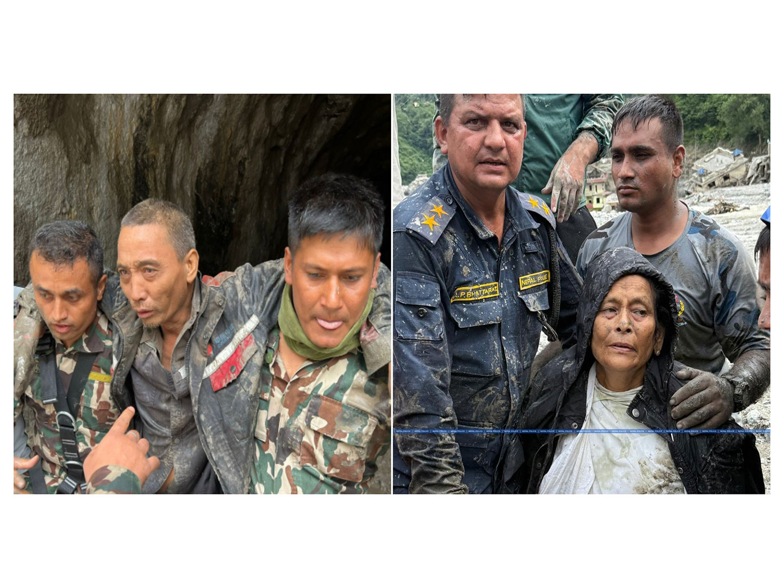 Two rescued after 10 days from Bhote Koshi (Photos/ X@NepalPoliceHQ)