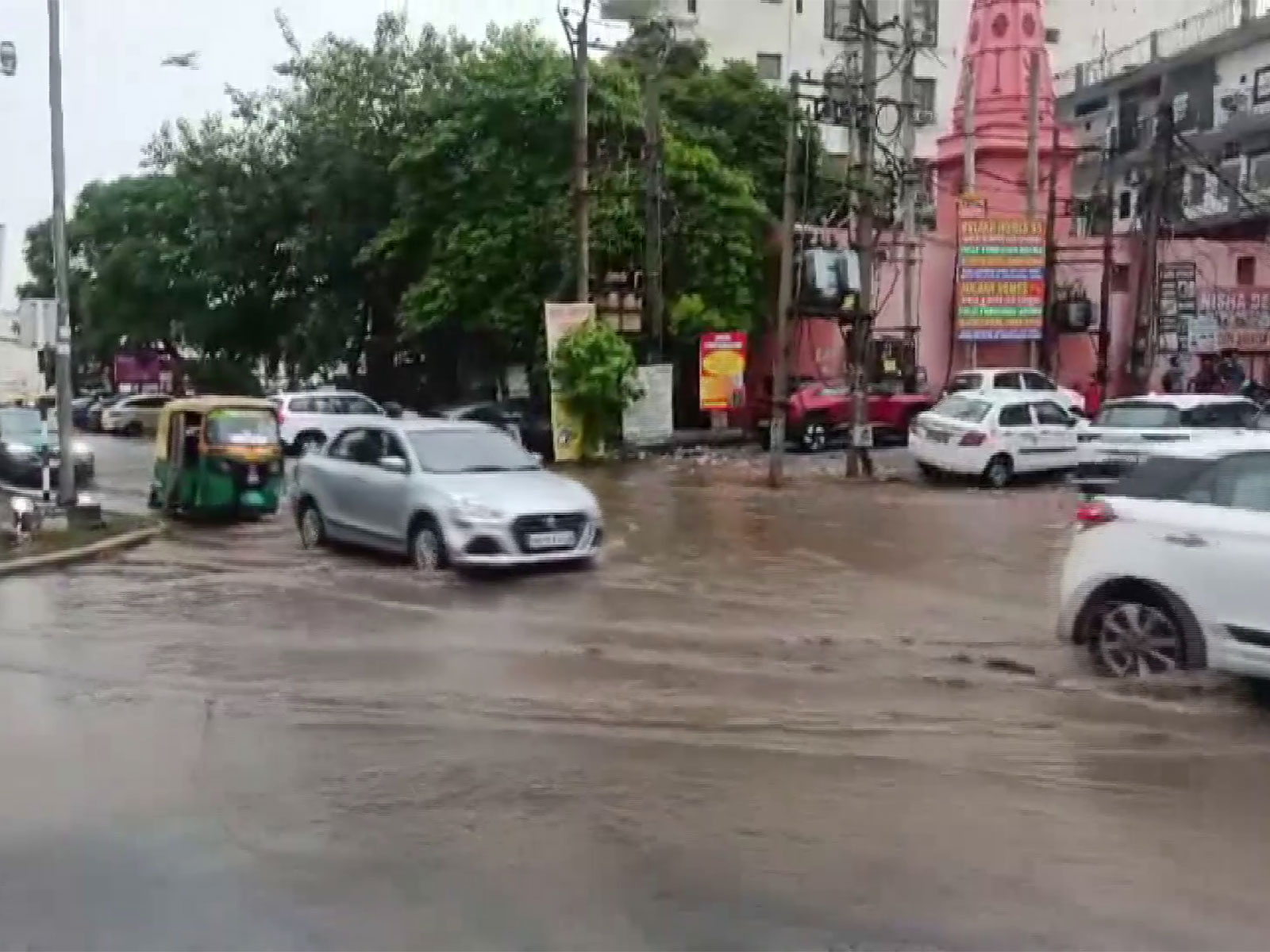 Waterlogging visuals from Gurgaon Cyber City, Shankar Chowk Area (Photo/ANI)