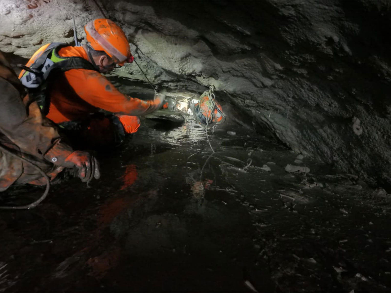 India and Nepal rescue teams continuing a rescue mission at the Chilime tunnel (Photo/X/@navsri6619)