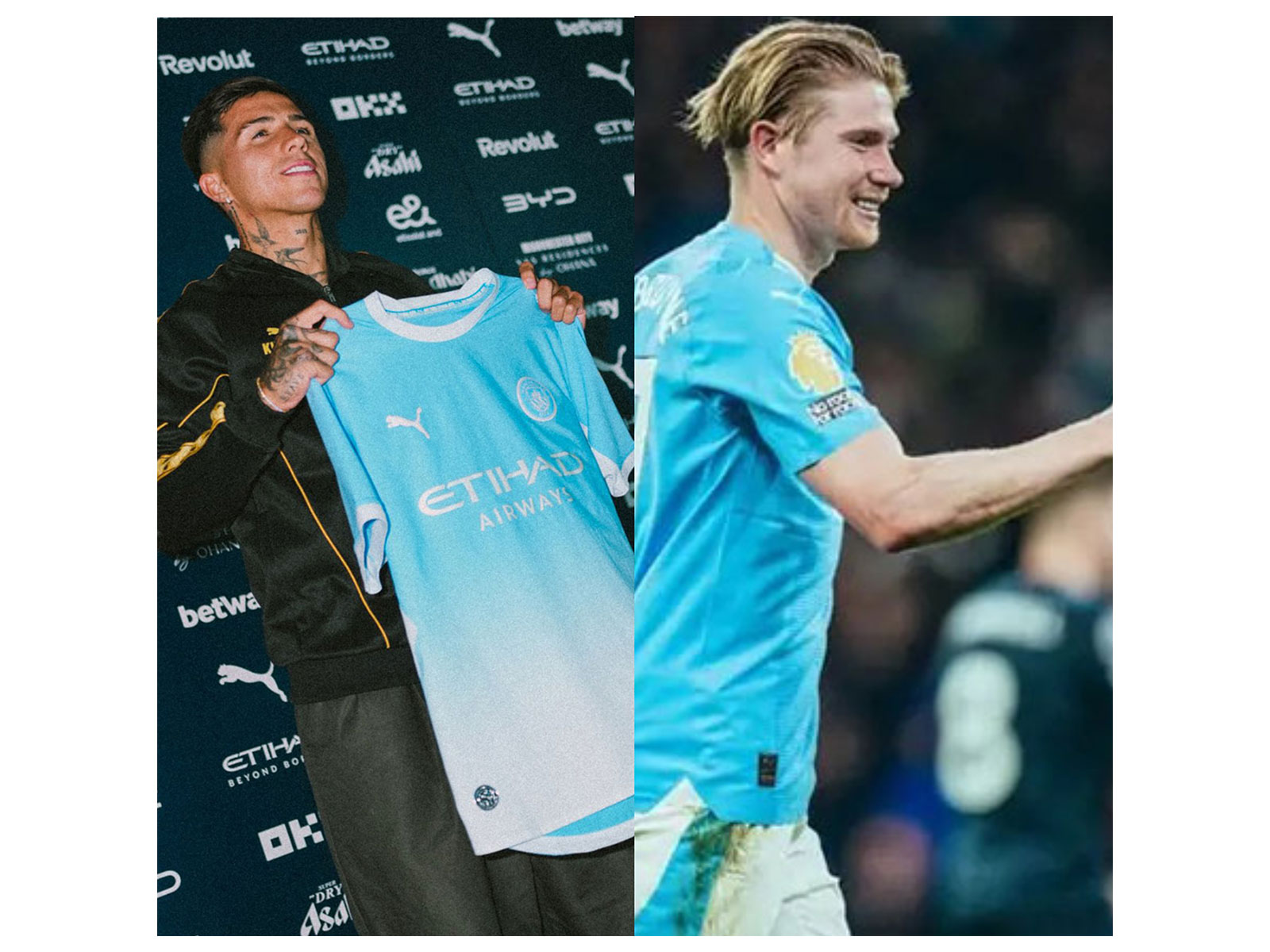 Enzo Fernandez and Kevin de Bruyne. (Photo: Manchester City)
