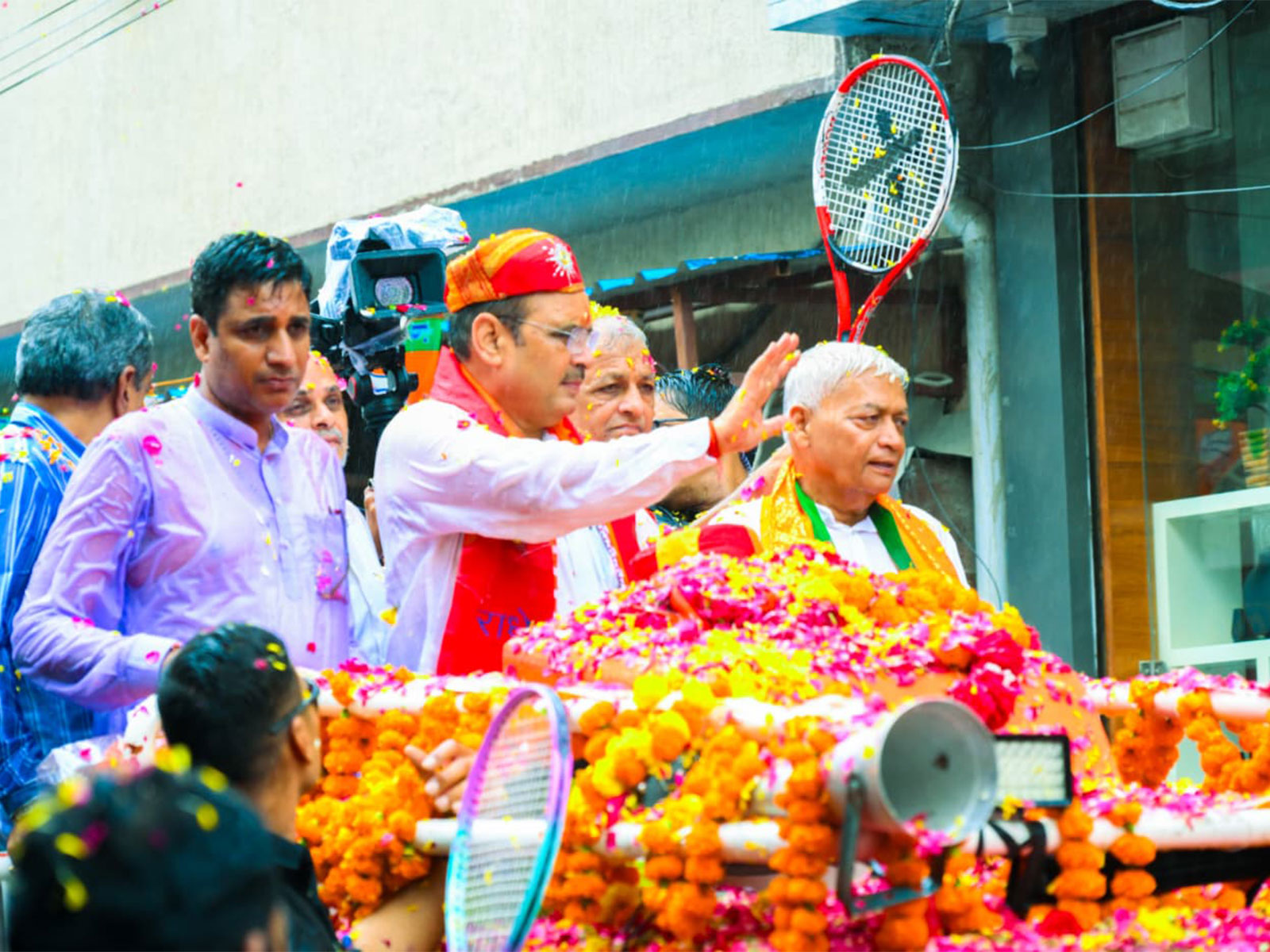 Rajasthan Chief Minister Bhajanlal Sharma on Saturday held a massive roadshow in Bhilwara in support of BJP candidates (Photo/ ANI)