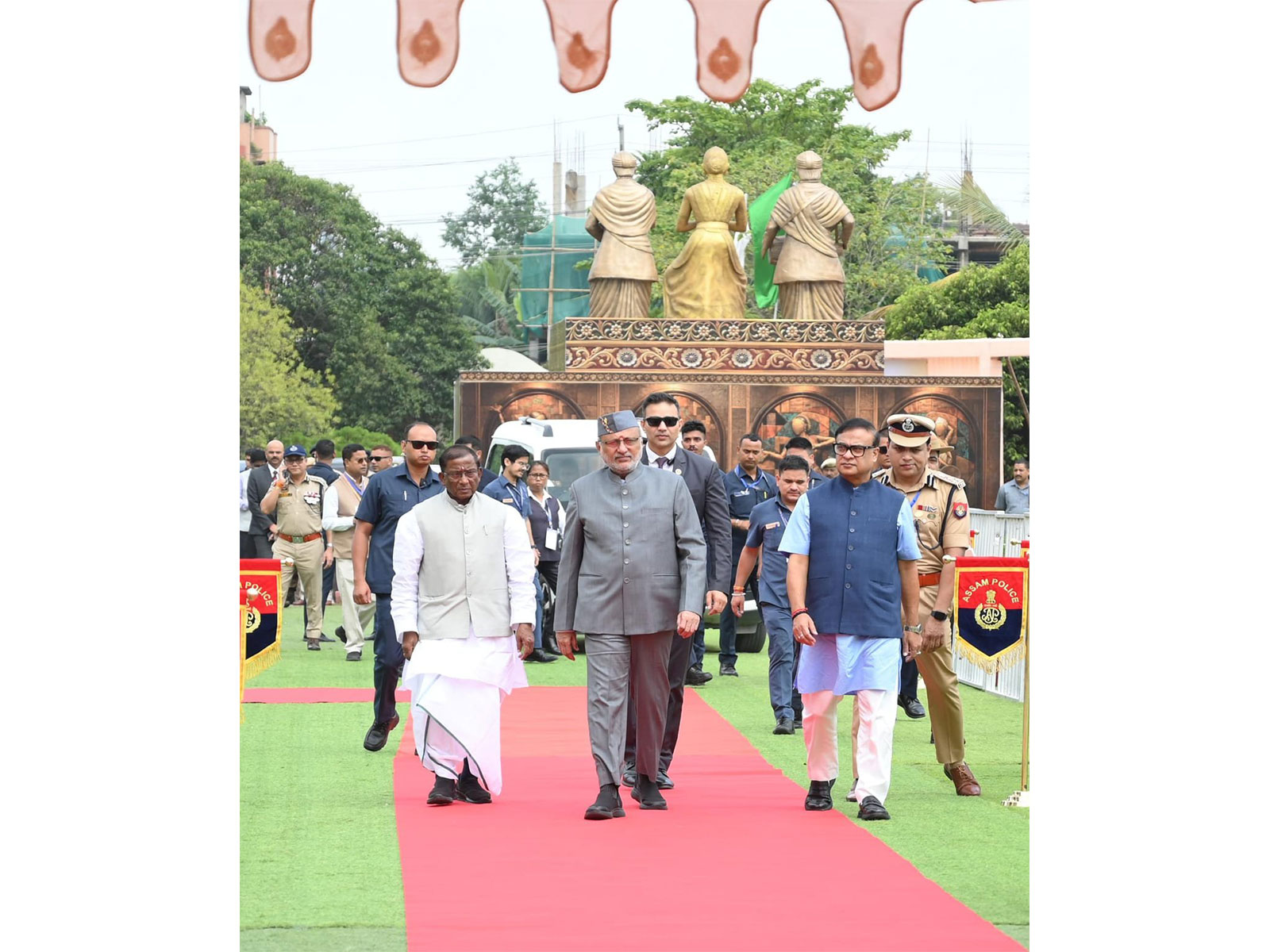 Assam Chief Minister Himanta Biswa Sarma along with Vice-President of India C P Radhakrishnan and Assam Governor Lakshman Prasad Acharya (Photo/X/@CMOfficeAssam)