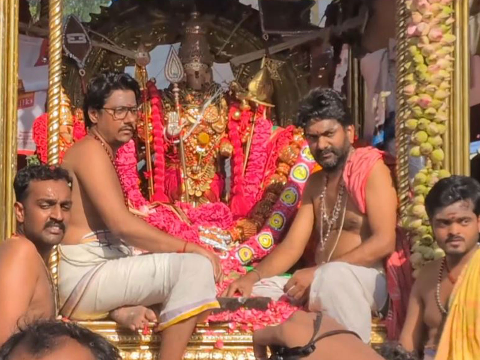 Lord Shanmugar appeared in the traditional ‘Red Saathi’ alankaram on a golden palanquin (Photo/ ANI)