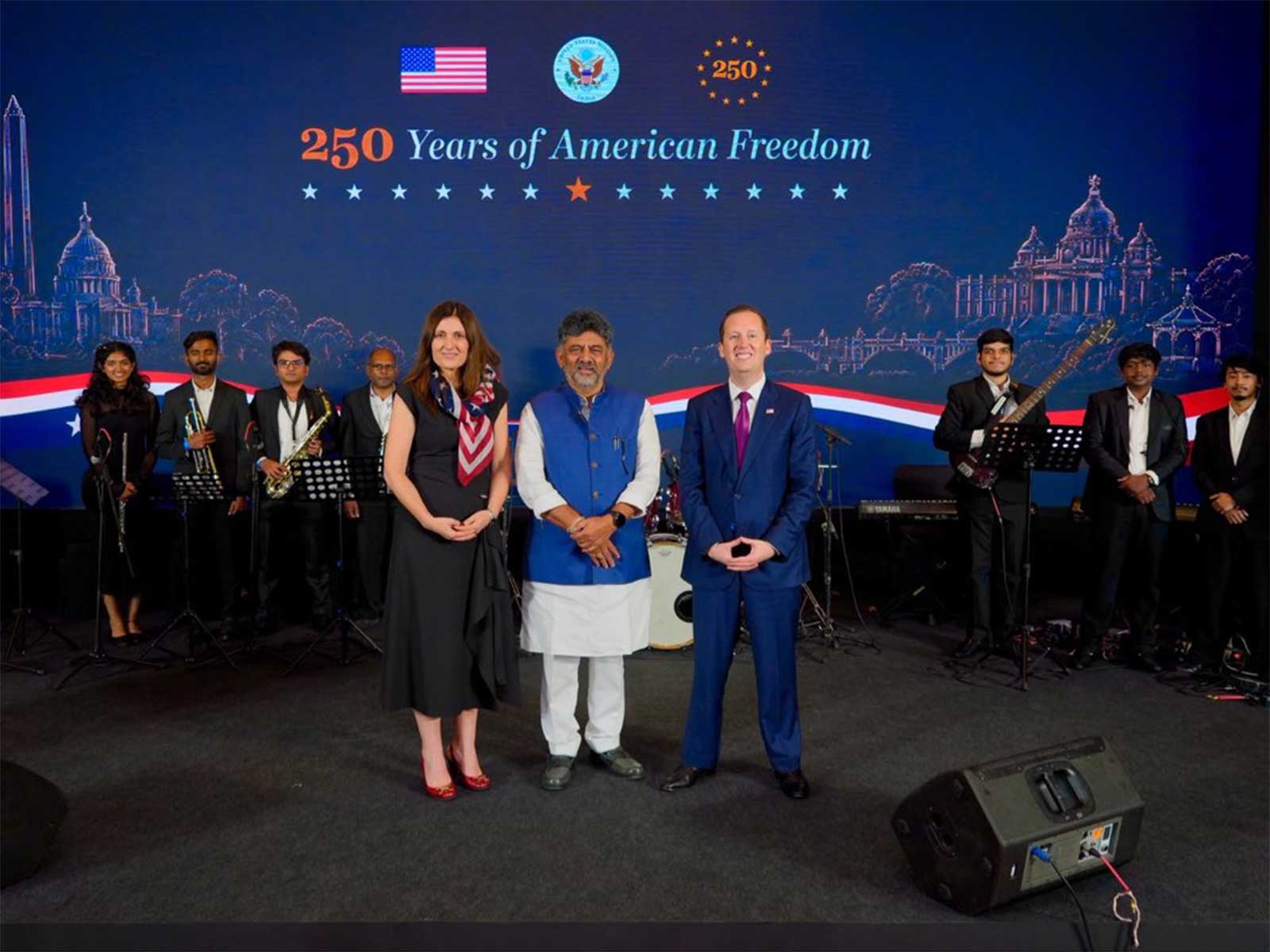 US Ambassador to India Sergio Gor with Karnataka Chief Minister DK Shivakumar and US Consul General Mariana L. Neisuler (Photo/X@USAmbIndia)