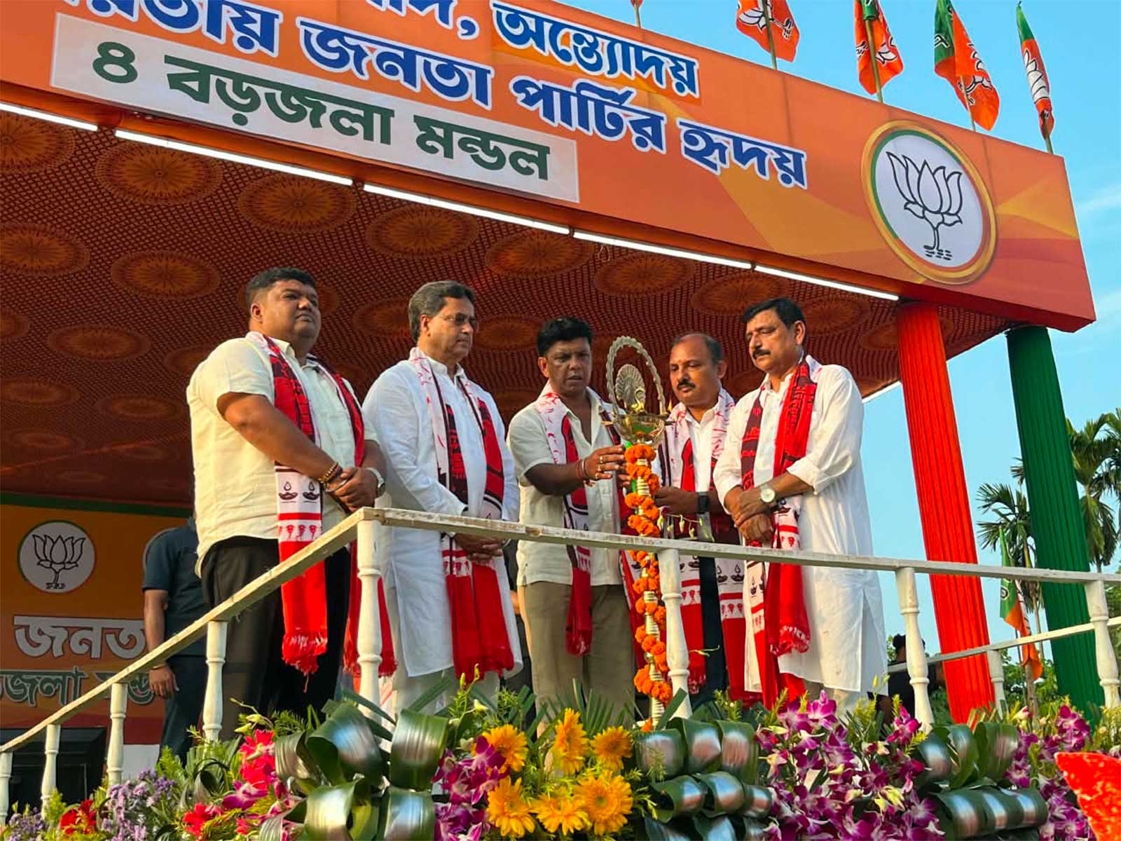Tripura CM Manik Saha at the public meeting (Photo/ANI)