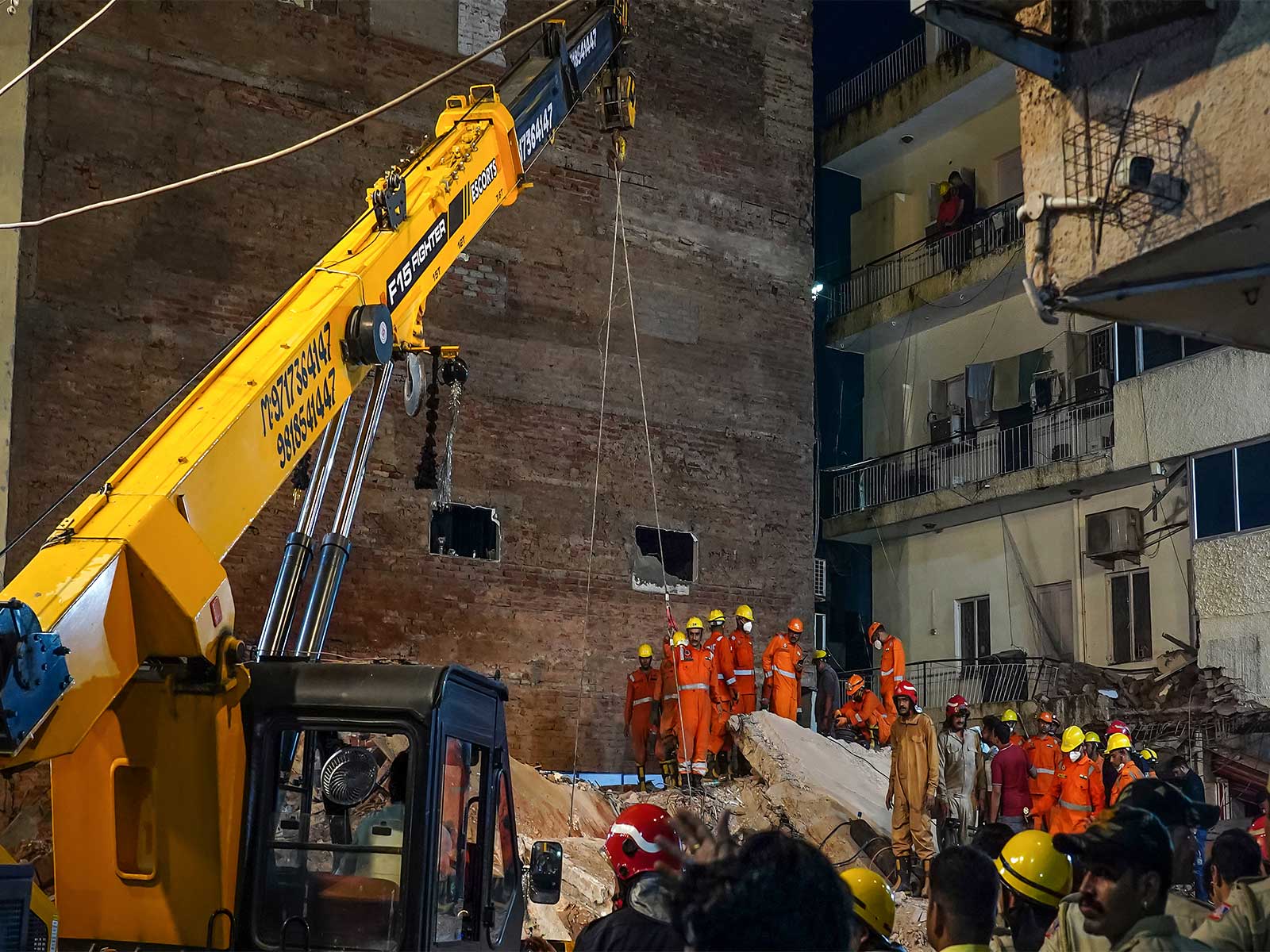 Rescue operations underway at the Satya Niketan building collapse site (Photo/ANI)