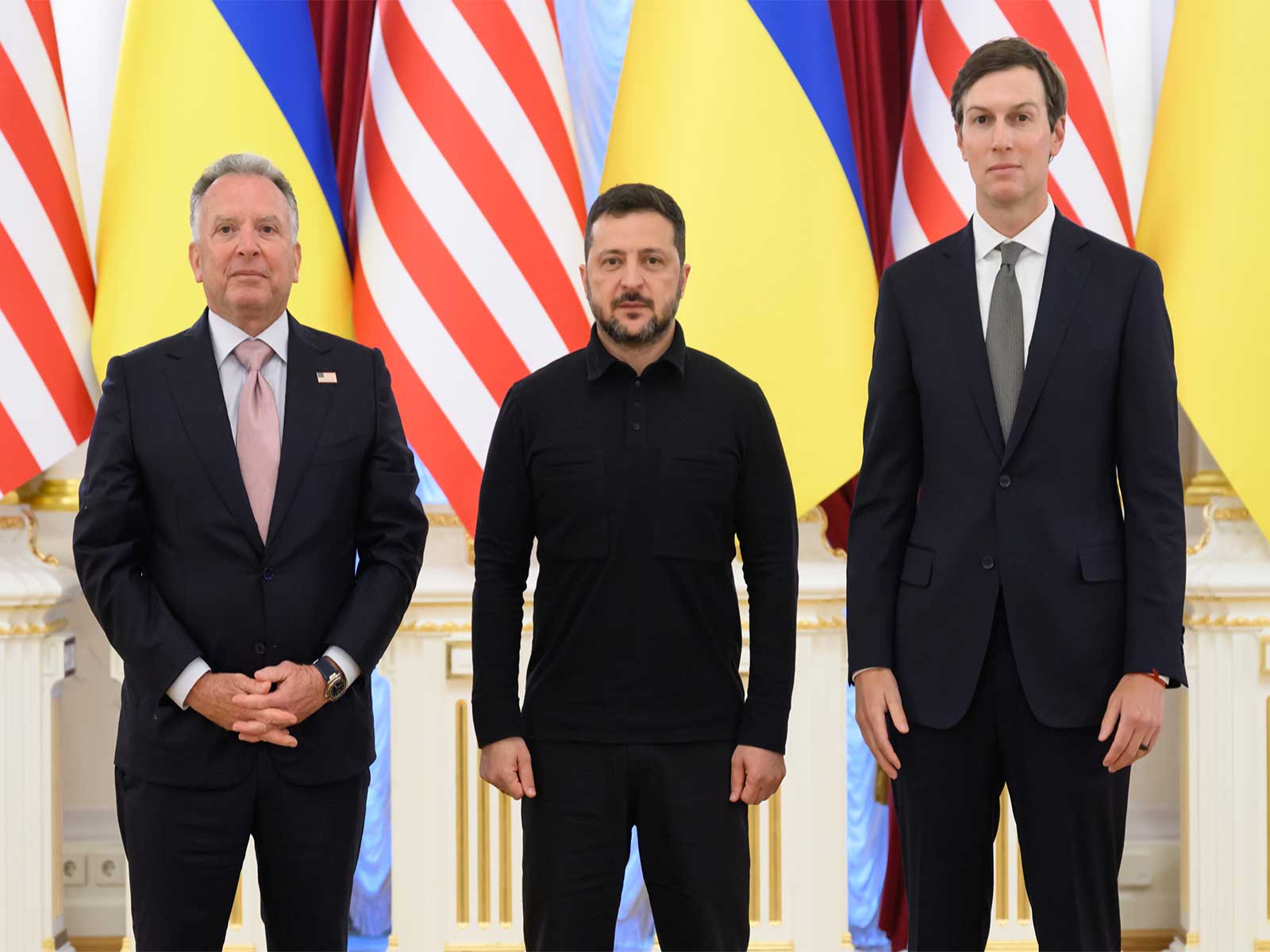 Ukrainian President Volodymyr Zelenskyy with US Special Envoy Steve Witkoff and son-in-law of US President Donald Trump, Jared Kushner in Kyiv (Photo/X@ZelenskyyUa)