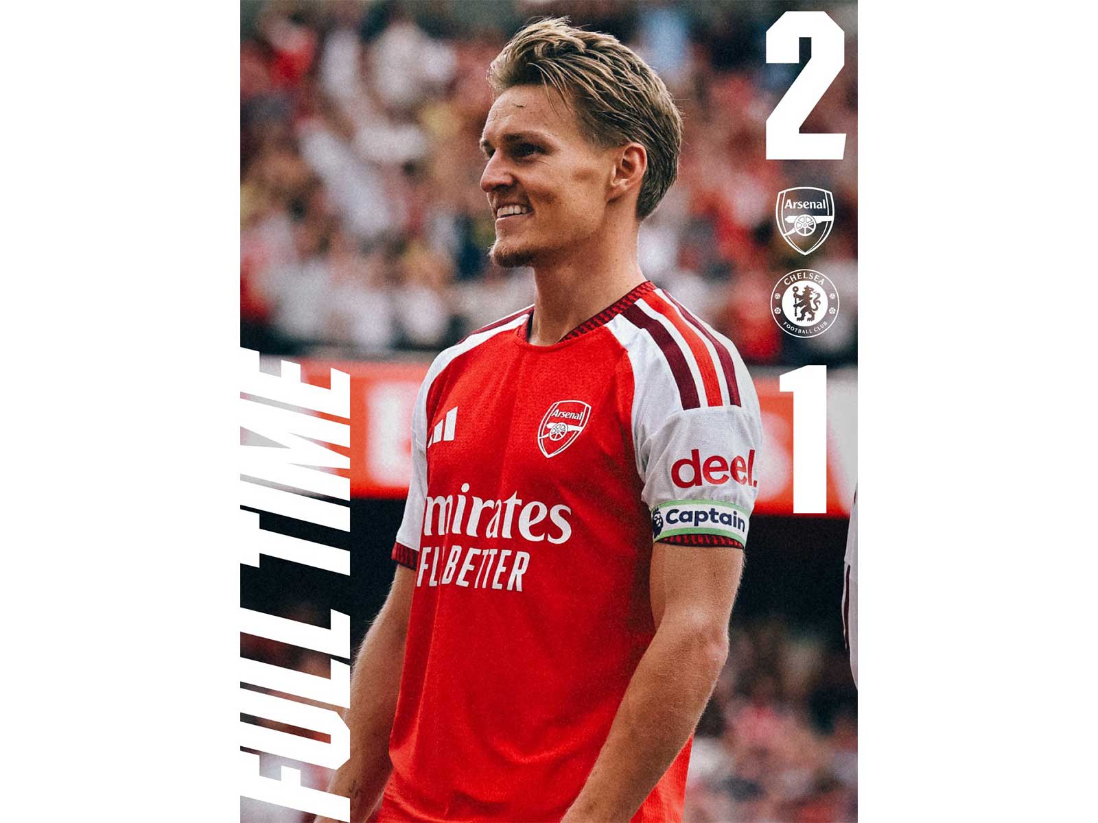 Martin Odegaard celebrating. (Photo: @arsenal X)