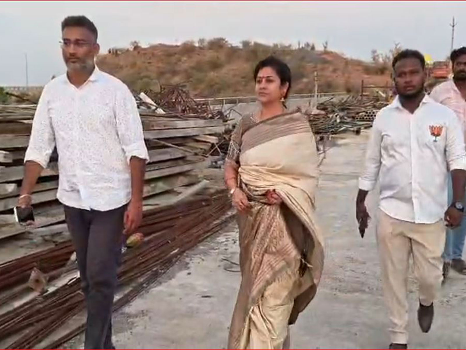 BJP leader Sadineni Sharma visits Gottipatiya Dam in Markapuram (Photo/ANI)