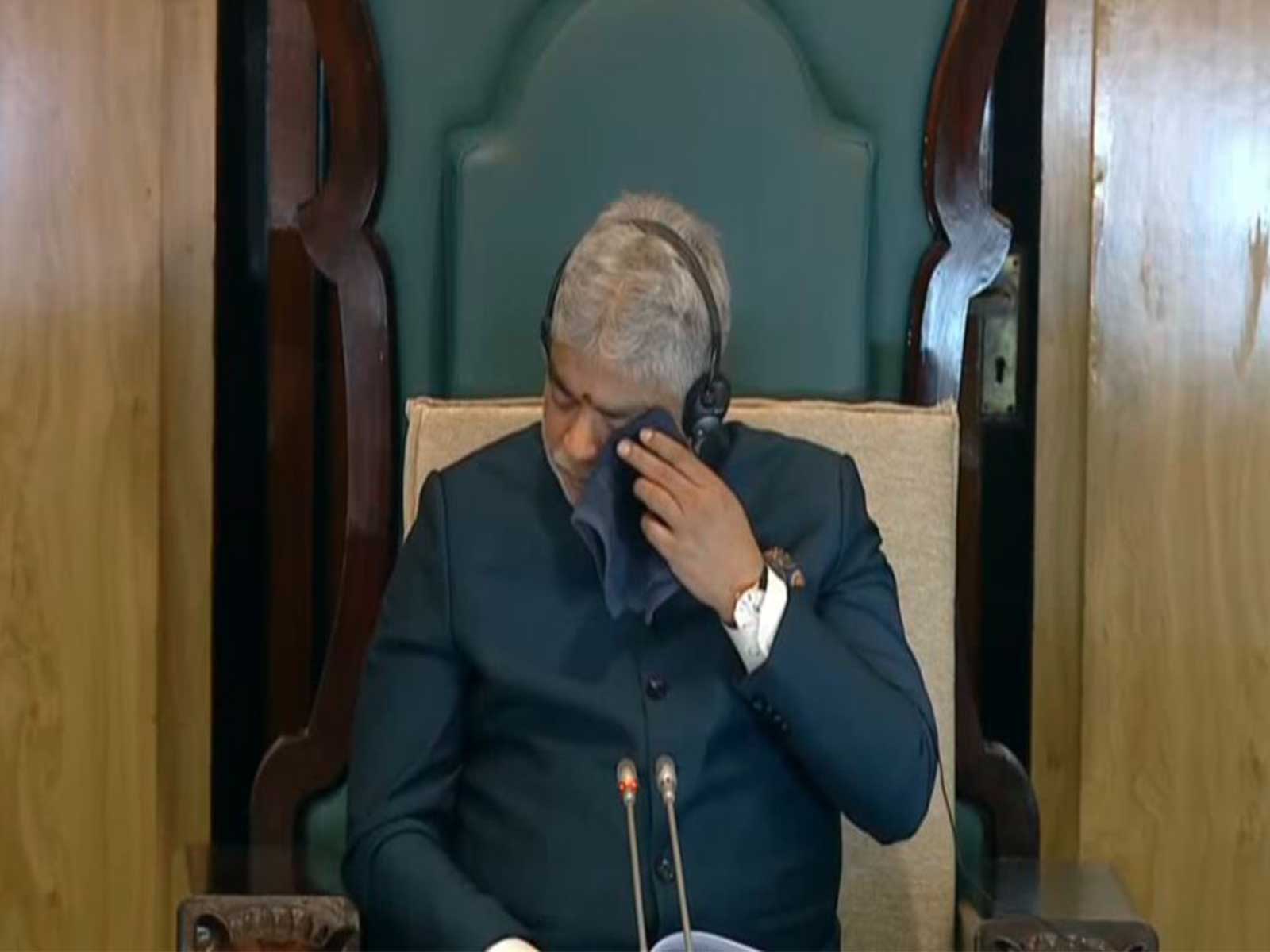 Telangana Assembly Speaker Gaddam Prasad Kumar breaks down In house (Photo: I&PR Telangana)
