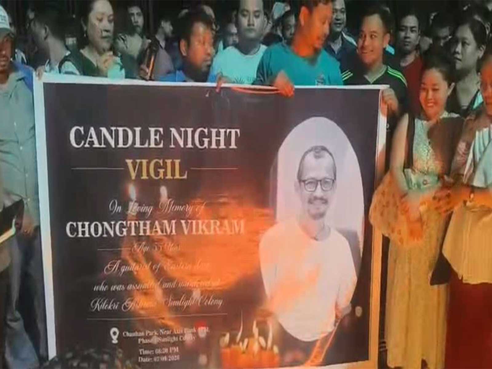 People from Manipur hold a candlelight march in Delhi following the death of C Vikram Singh (Photo/ANI)