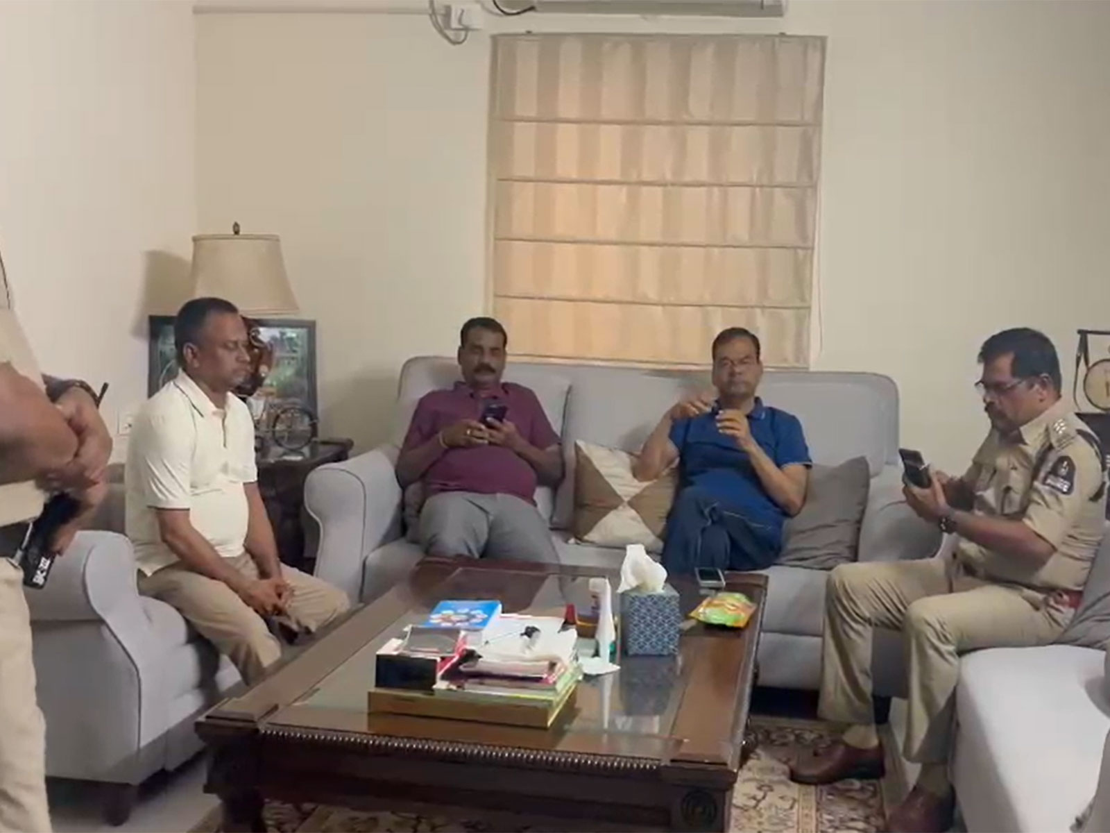 Police at Tata Madhu's residence (Photo/BRS)