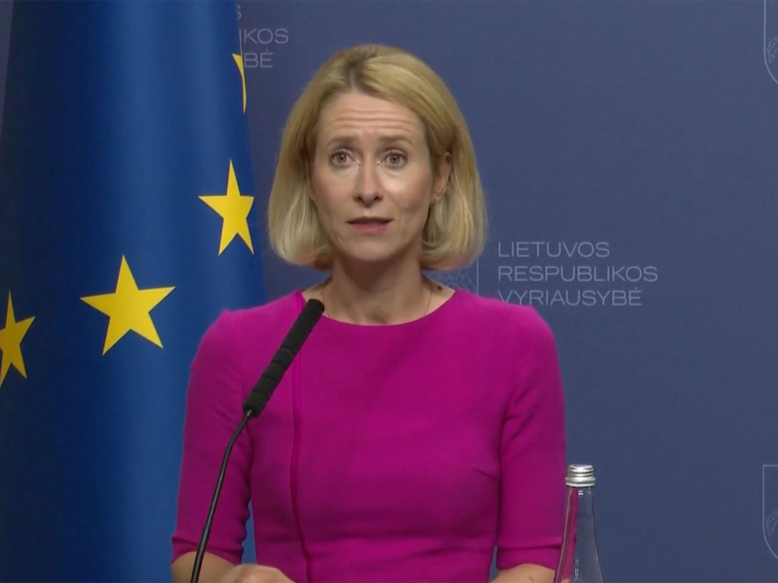 EU foreign policy chief Kaja Kallas during a joint press briefing in Lithuania. (Photo: X/@kajakallas)