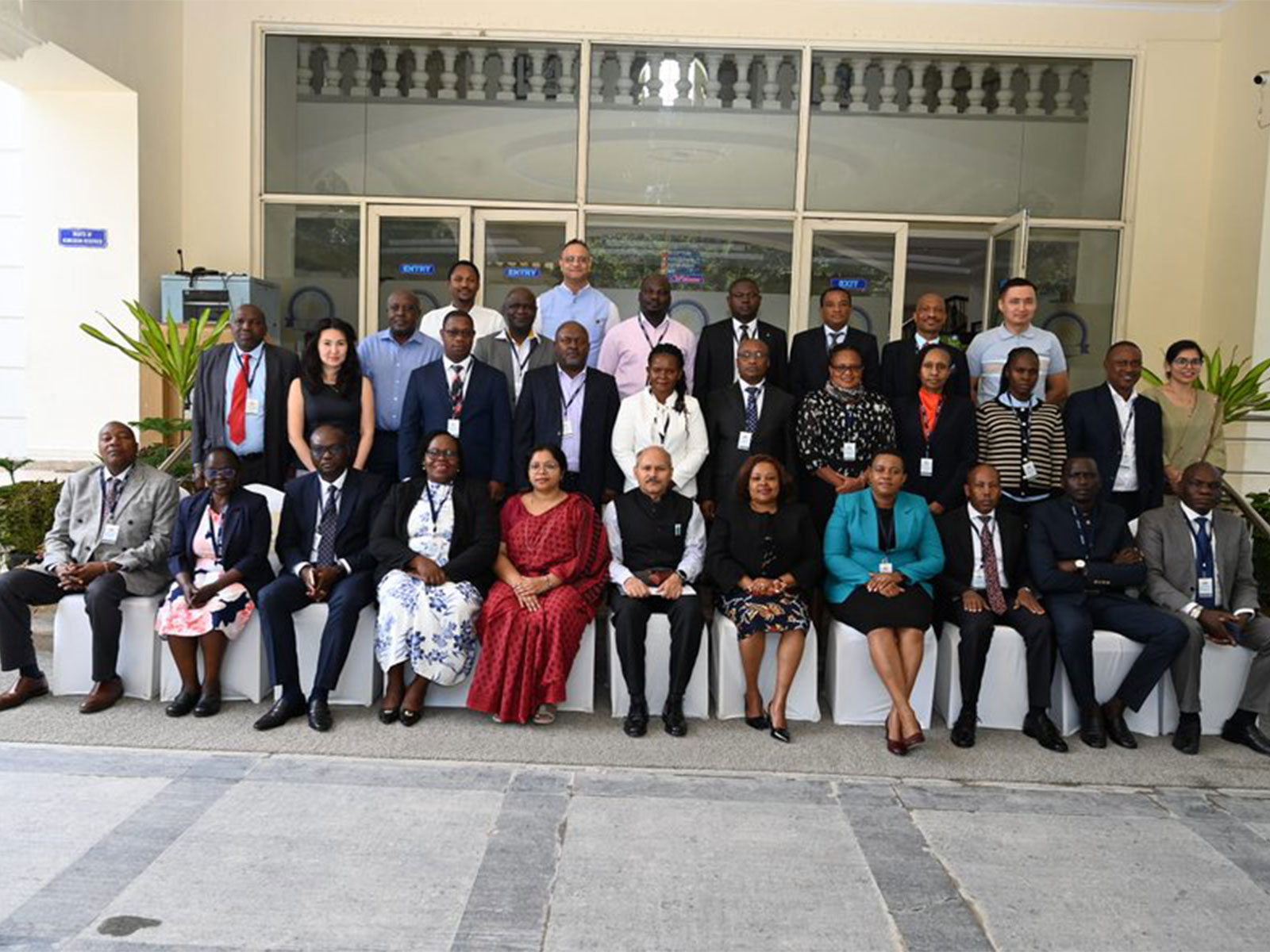 A high-level 25-member delegation from Kenya, led by Cabinet Secretary Mercy Wanjau, poses for a group photograph. (Photo: X/@IndiainKenya)