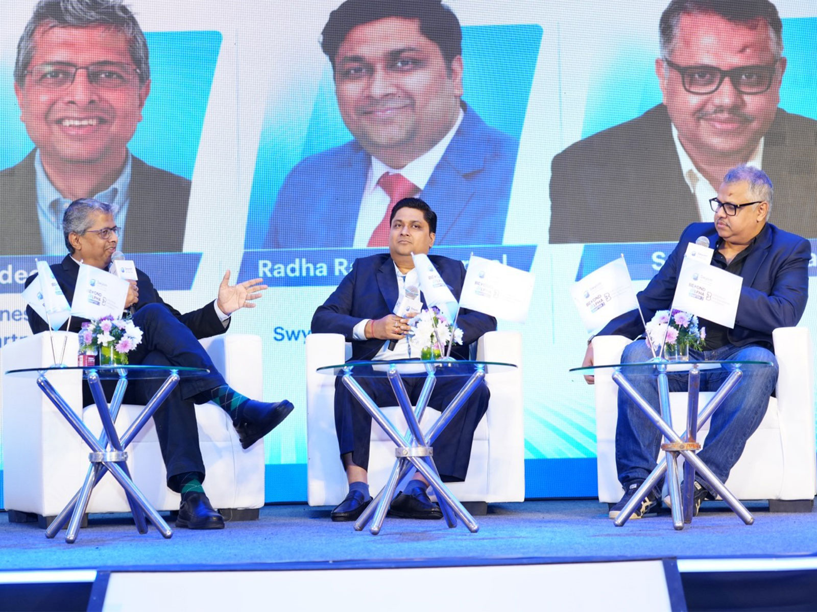 L–R: Jaideep Kanse, Swyom; Radha Raman Agarwal, MD & CEO, Swyom Advisors; and Sanjay Mishra, former COO, Marico India, at Beyond Alpha, Taj Santacruz, 5 September 2026