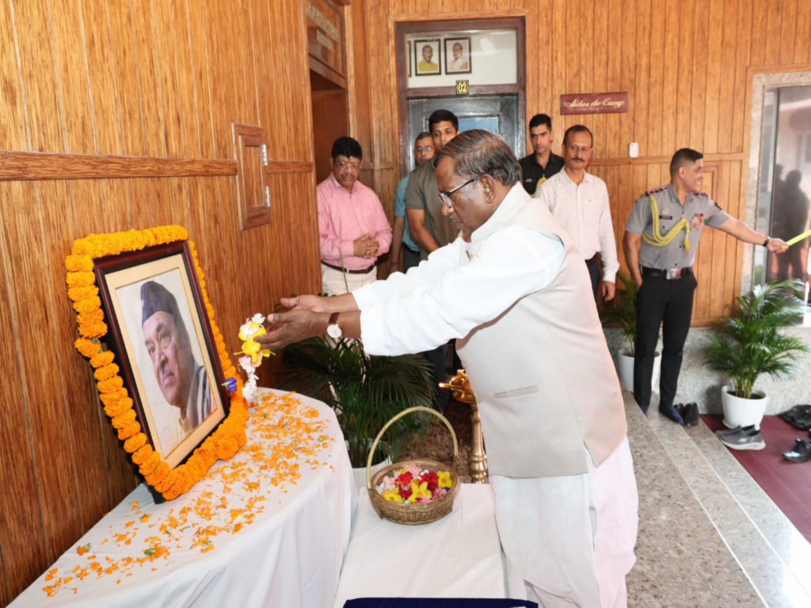 Assam Governor Lakshman Prasad Acharya on Tuesday paid floral tributes to Bharat Ratna Dr Bhupen Hazarika on his 100th birth anniversary (Photo/ ANI)