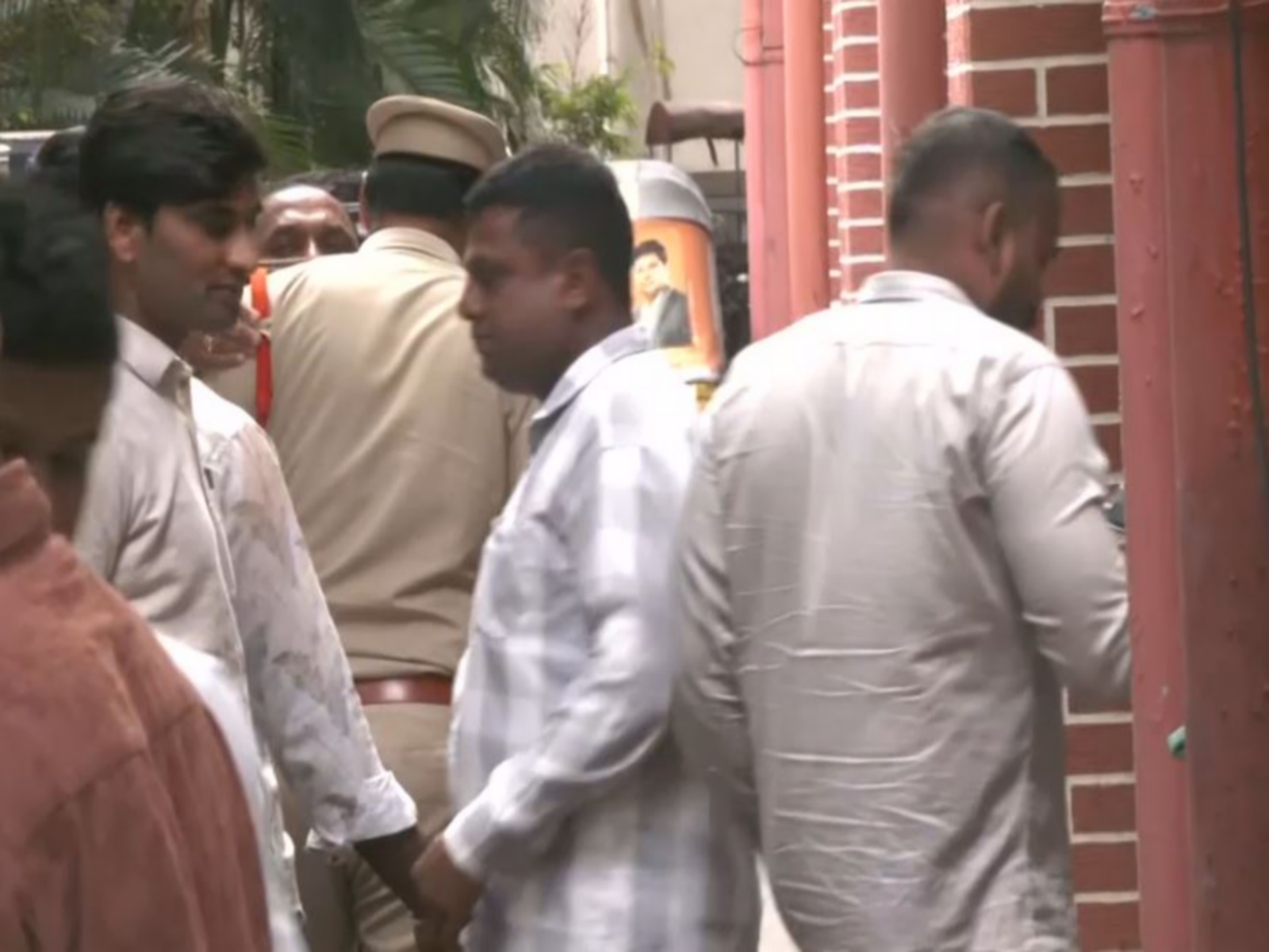 Visual of BRS MLC Naveen Kumar Reddy brought To Narayanguda Police Station after arrest (Photo/ANI)