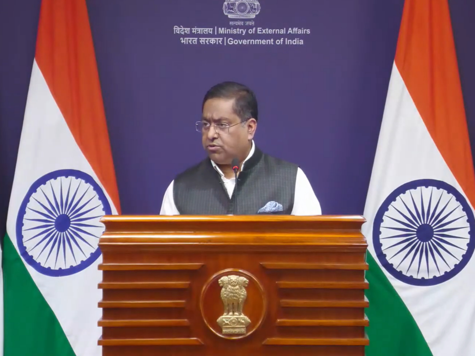 MEA spokesperson Randhir Jaiswal (Photo/YouTube/MEA)