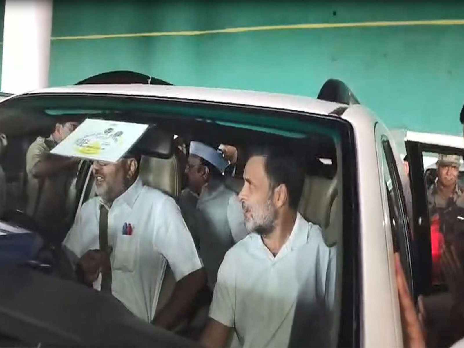 Congress MP Rahul Gandhi departs Lucknow airport (Photo/ ANI)