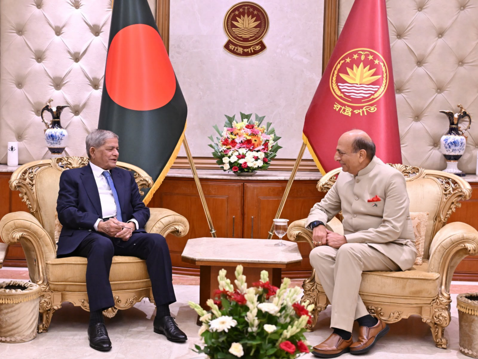 Bangladesh President Mirza Fakhrul Islam Alamgir meets Indian High Commissioner to Bangladesh, Dinesh Trivedi, at Bangabhaban (Photo/Bangabhaban/Bangladesh President House)