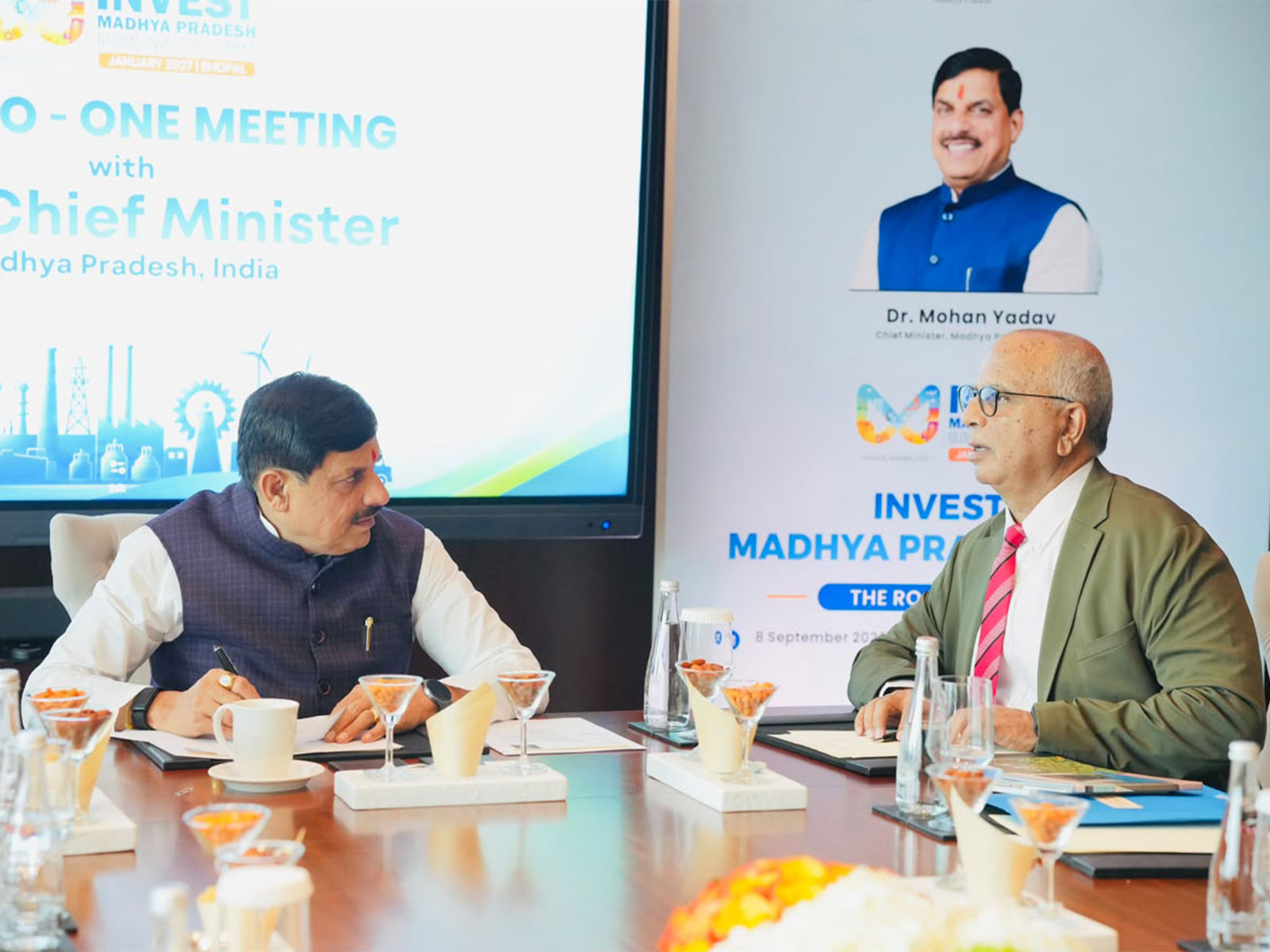 Madhya Pradesh CM Mohan Yadav meets Choithram Group Chairman in Dubai (Photo: Release)