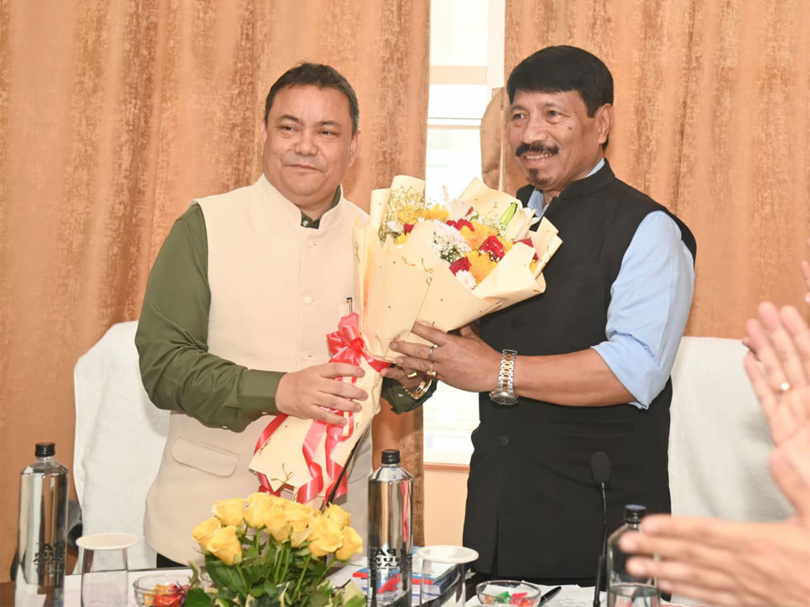 Meghalaya Deputy Chief Minister S Dhar, Assam Border Protection and Development Minister Atul Bora (Photo/ANI)