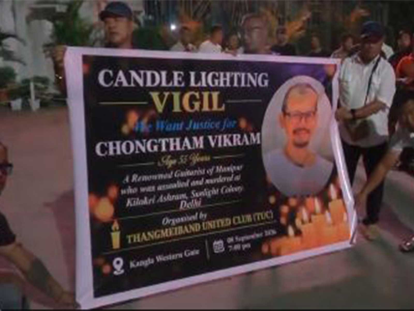 Hundreds gather for a candlelight vigil at Kangla Western Gate in Imphal  (Photo/ANI)