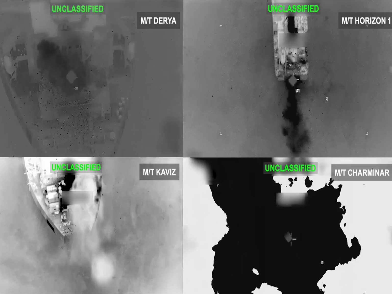 Visuals of Iranian crude oil carriers destroyed by strikes from US CENTCOM (Photo/X/@CENTCOM)