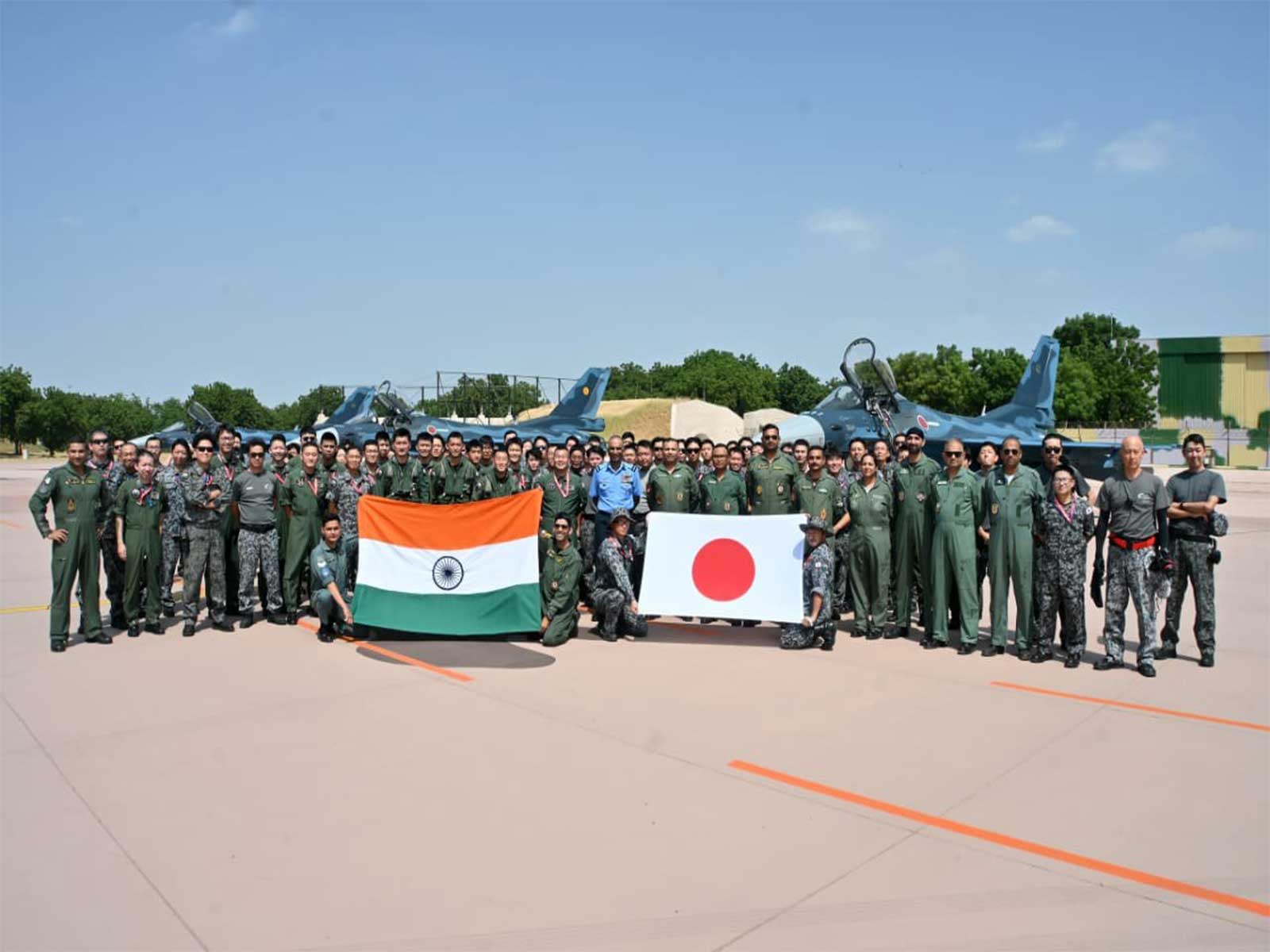 Indian Air Force welcomes F-2 fighter aircraft of Japan Air Self Defence Force for Exercise Veer Guardian (Photo/X/@IAF_MCC)