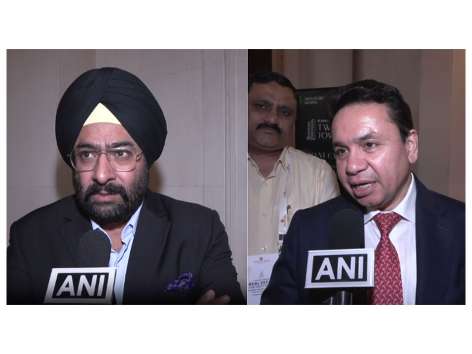 Ashwinder R Singh, Chairman, CII Real Estate Committee, Northern Region and Pradeep Aggarwal, Chairman, National Council on Real Estate, Housing, Urban Development (Photo/ANI)