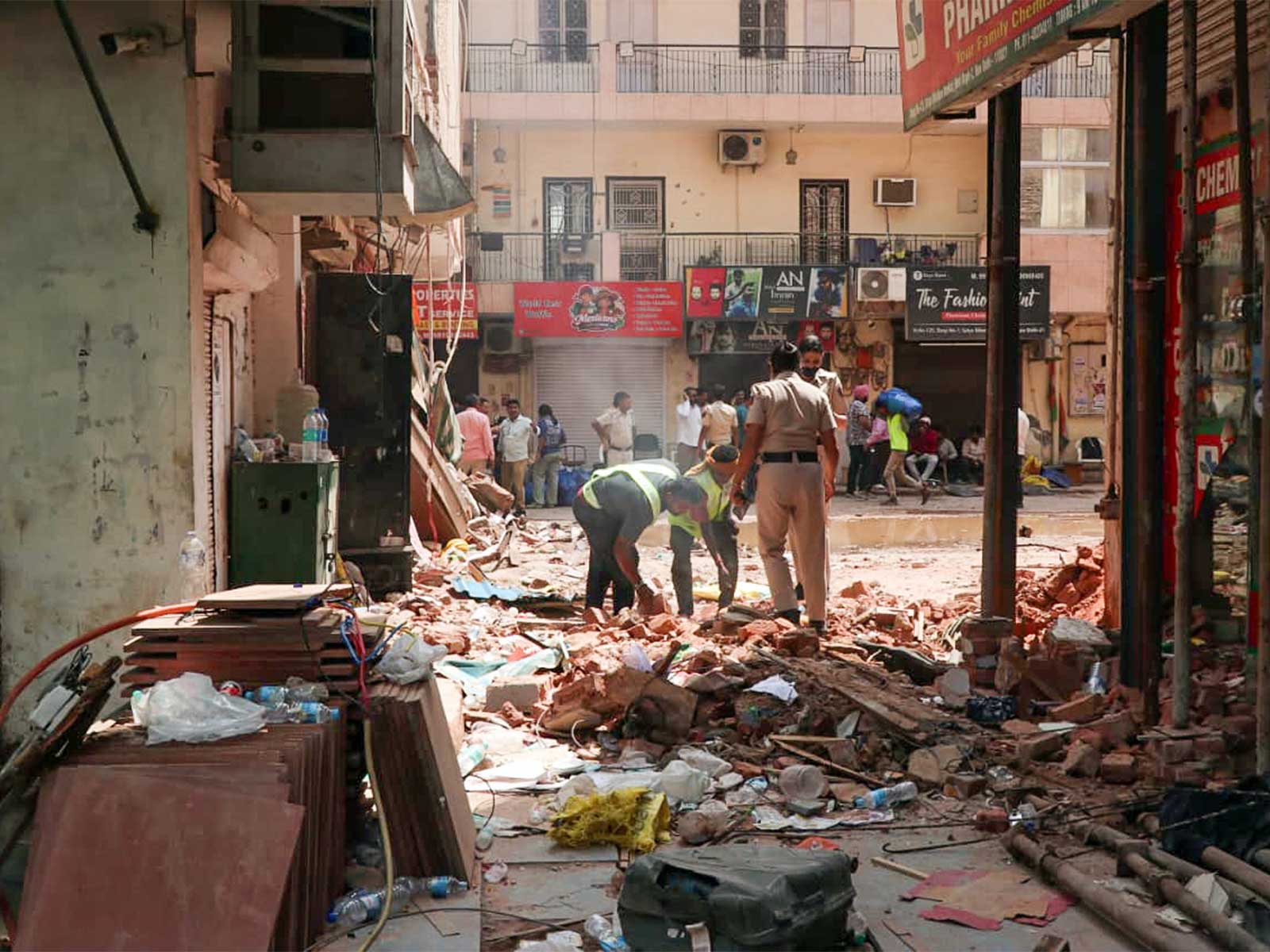 Satya Niketan building collapse site (Photo/ANI)