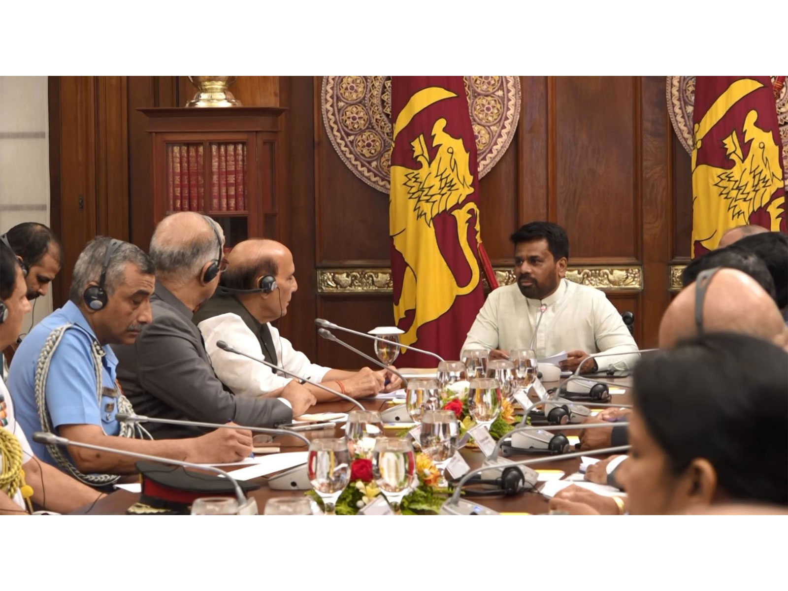 Defence Minister Rajnath Singh during his bilateral meeting with Sri Lankan President Anura Kumara Dissanayake in Colombo. (Photo/ANI)
