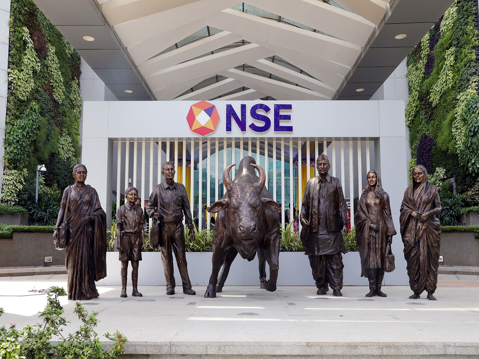 A view of the newly renovated NSE atrium bull (File Photo/ANI)