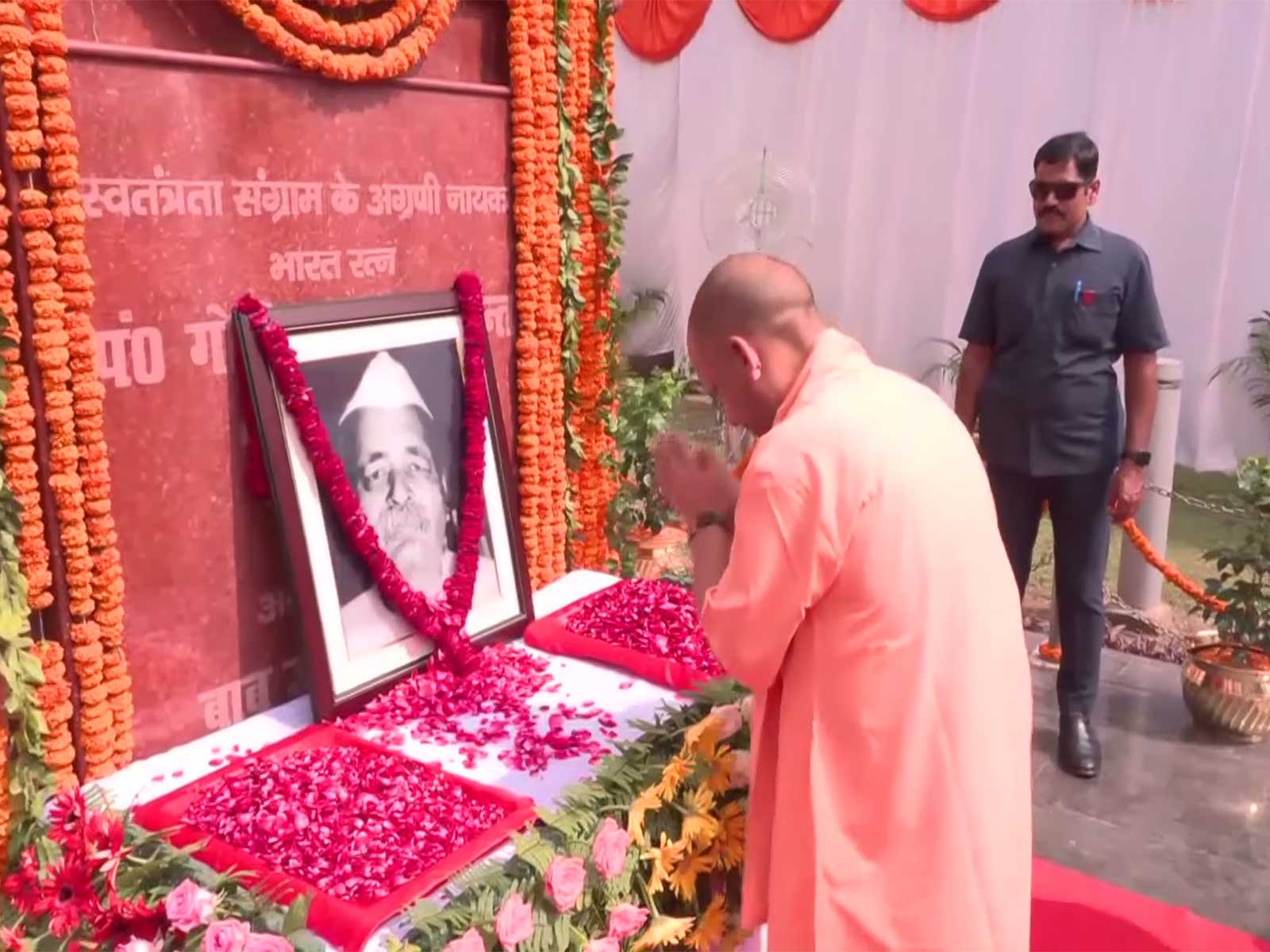 UP CM Yogi Adityanath pays floral tribute to Govind Ballabh Pant (Photo/ANI)