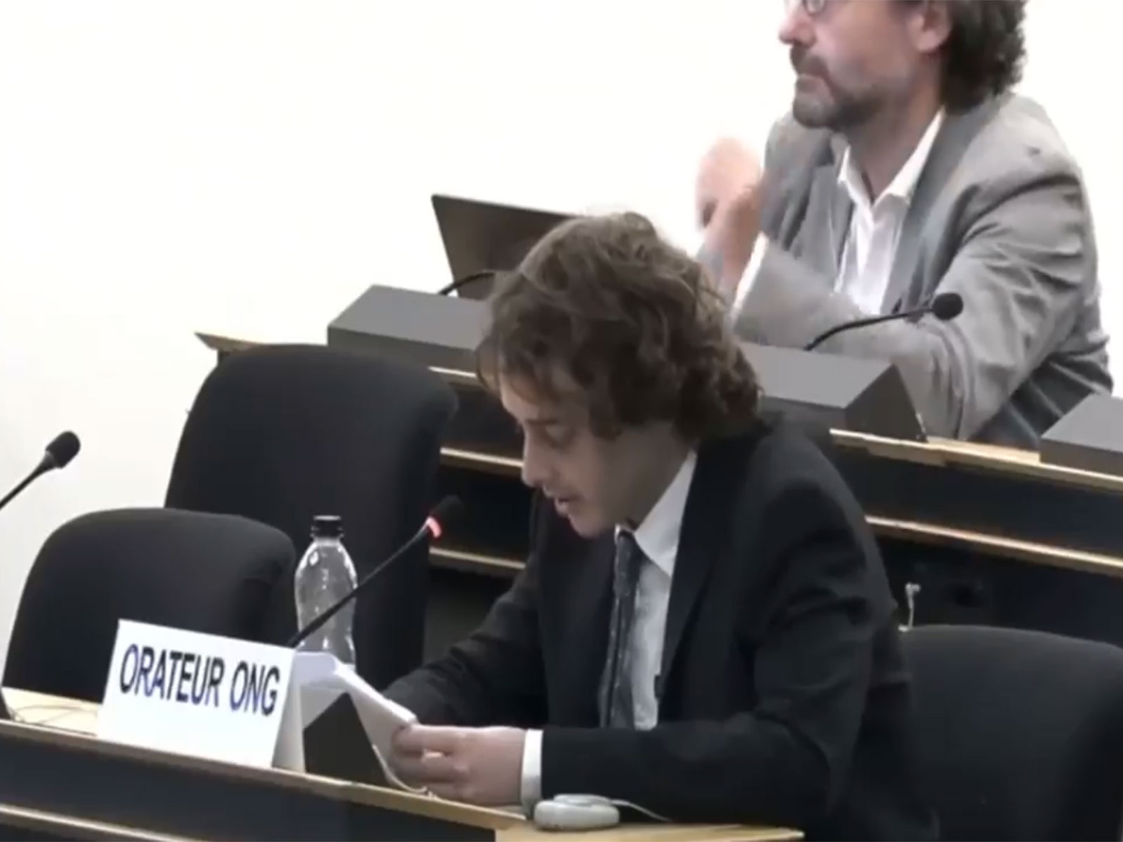 William M, Oxford University student and part of the Akshar delegation, spoke at the 63rd Session of the United Nations Human Rights Council in Geneva (Photo/linkedin.com/aksharfoundation)