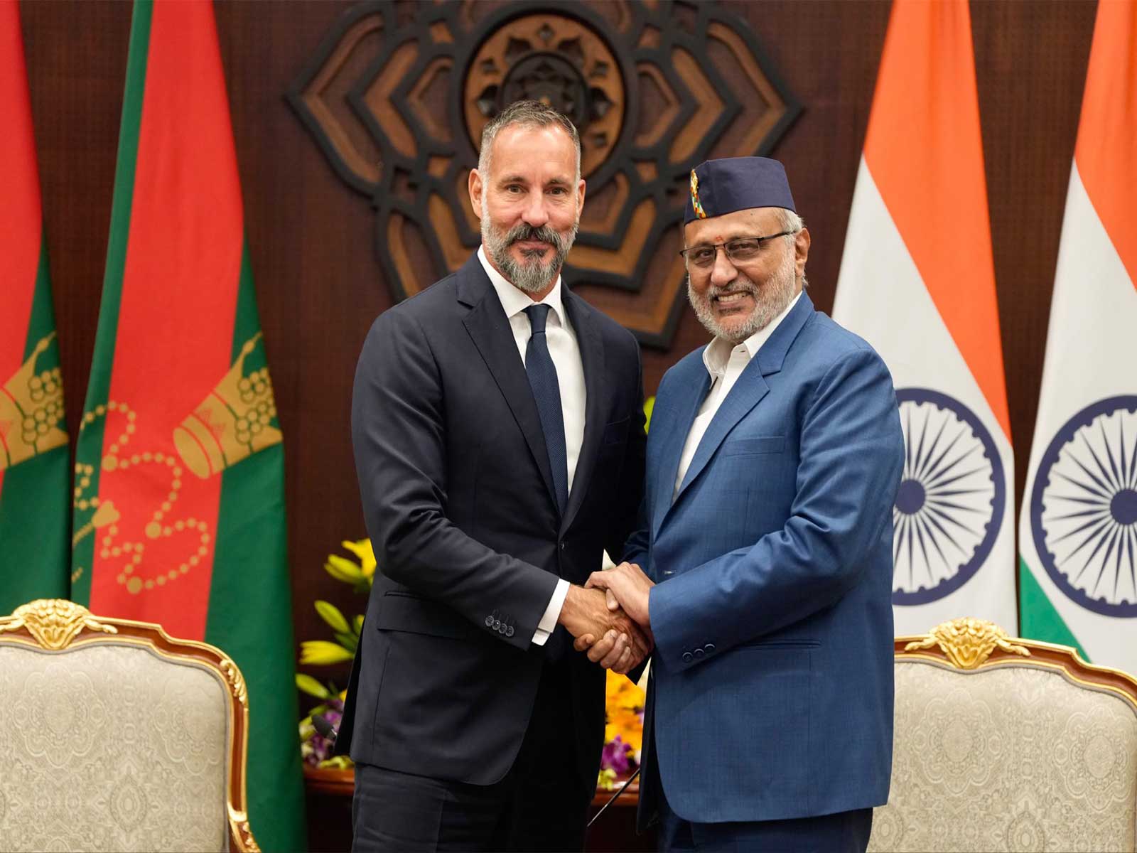 Vice-President CP Radhakrishnan and Prince Rahim Aga Khan V (Photo/@VPIndia)