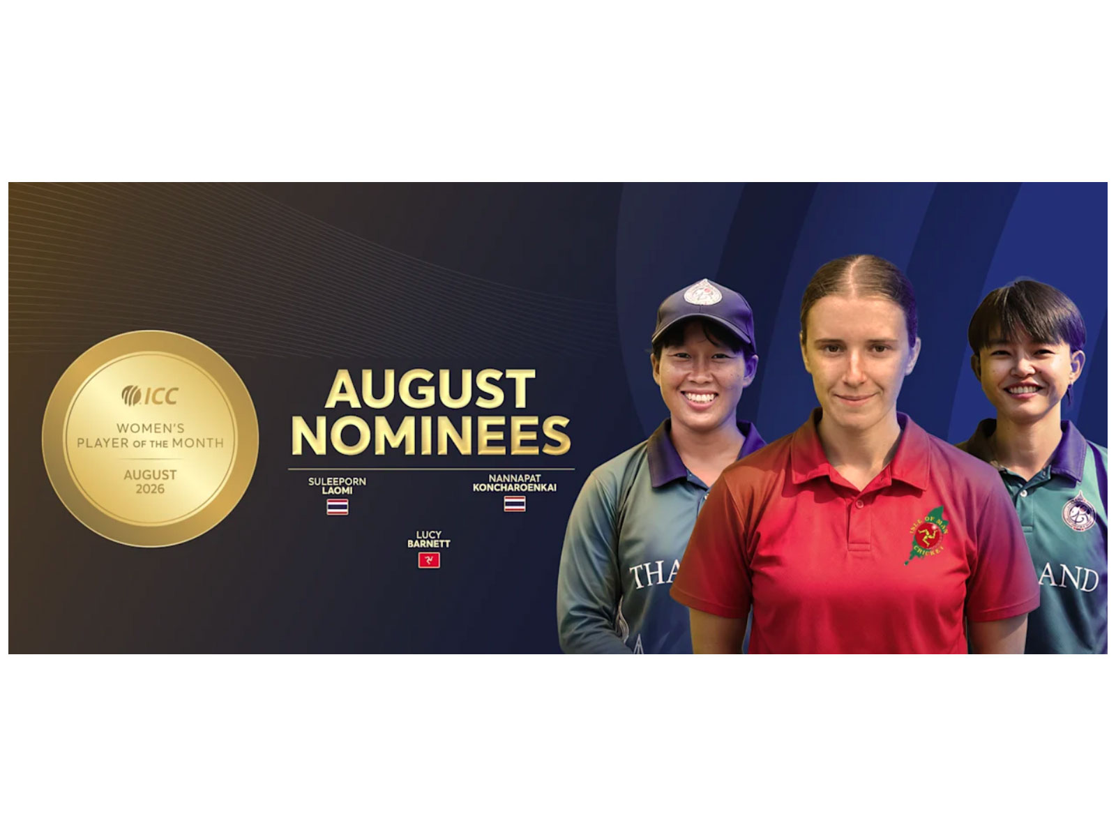 Suleeporn Laomi, Nannapat Koncharoenkai, Lucy Barnett shortlisted for ICC Women’s Player of the Month for August (Photo: ICC website)