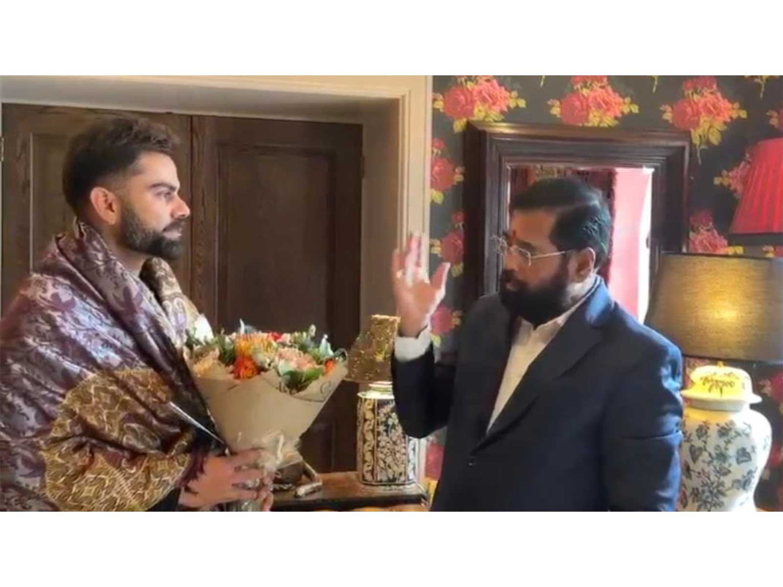Virat Kohli with Maharashtra Deputy CM Eknath Shinde. (Photo: ANI)