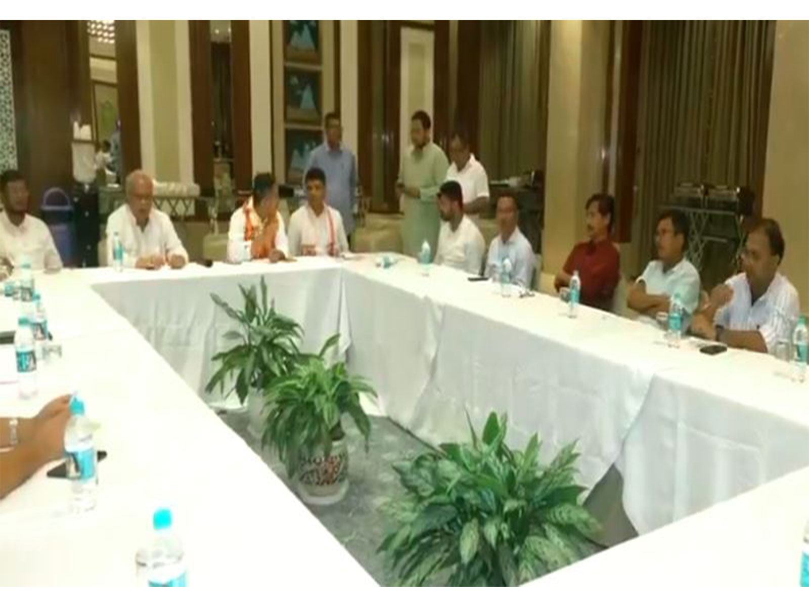 Congress leaders during a meeting to discuss the Nagaon Lok Sabha by-election in Assam. (Photo/ ANI)