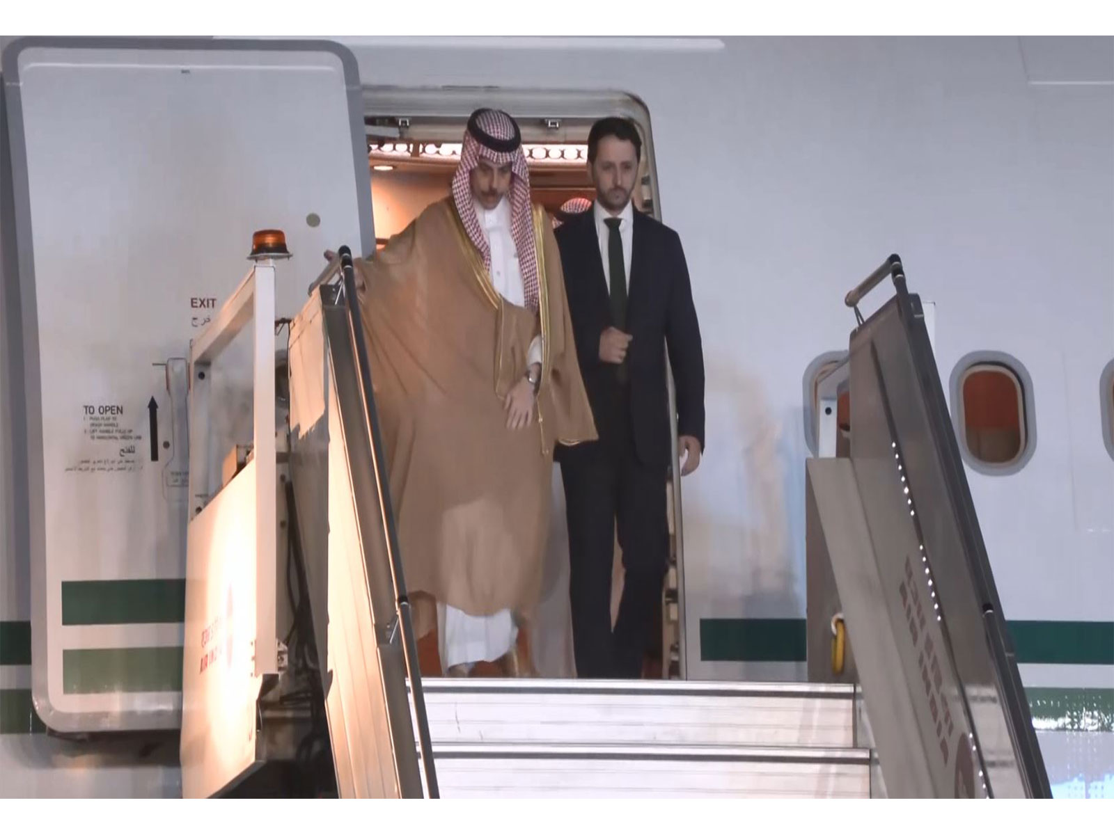 Saudi Foreign Minister Prince Faisal bin Farhan Al Saud upon his arrival in New Delhi to attend the 18th BRICS Summit. (Photo/ANI) 