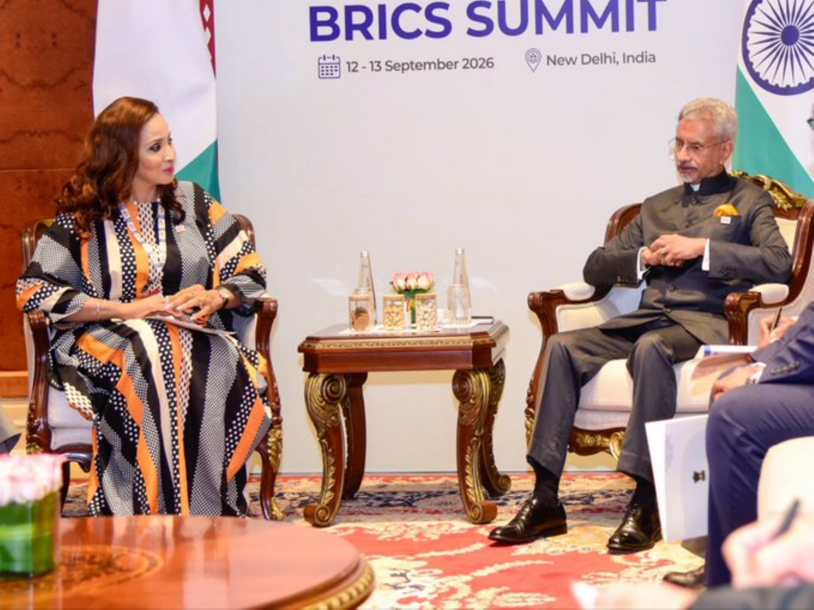 EAM S Jaishankar holds discussions with Nigerian Foreign Minister Bianca Odumegwu-Ojukwu on the sidelines of the BRICS Summit in New Delhi. (Photo: X/@DrSJaishankar)