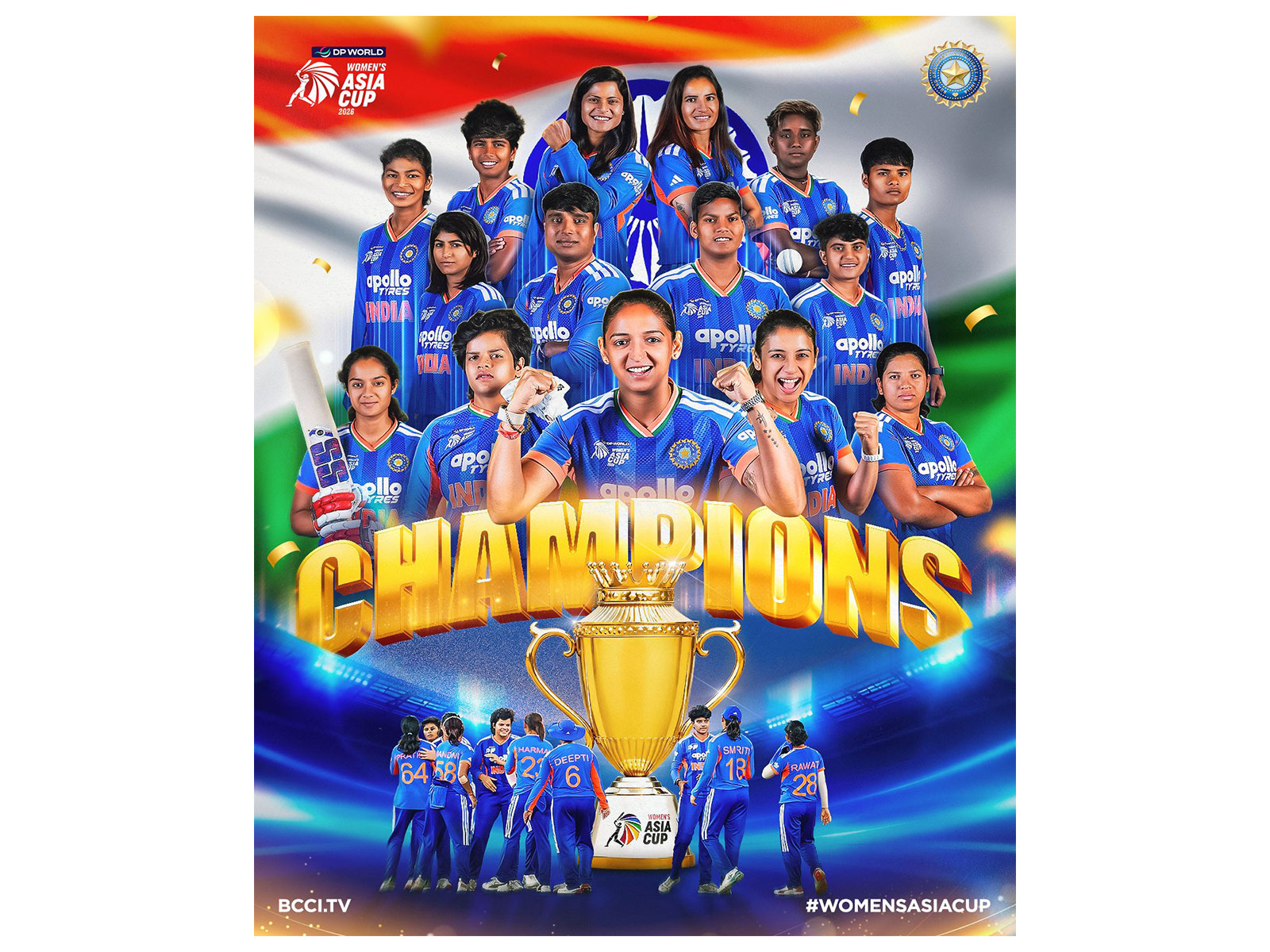 India clinch 8th Women's Asia Cup title (Photo: X/@BCCIWomen)