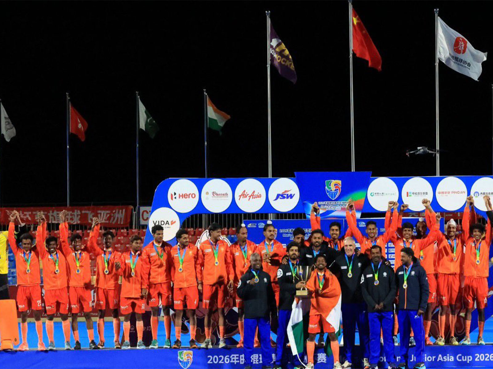 India junior men's hockey team celebrating with AHF Junior Asia Cup 2026 title (Photo: X/@TheHockeyIndia)
