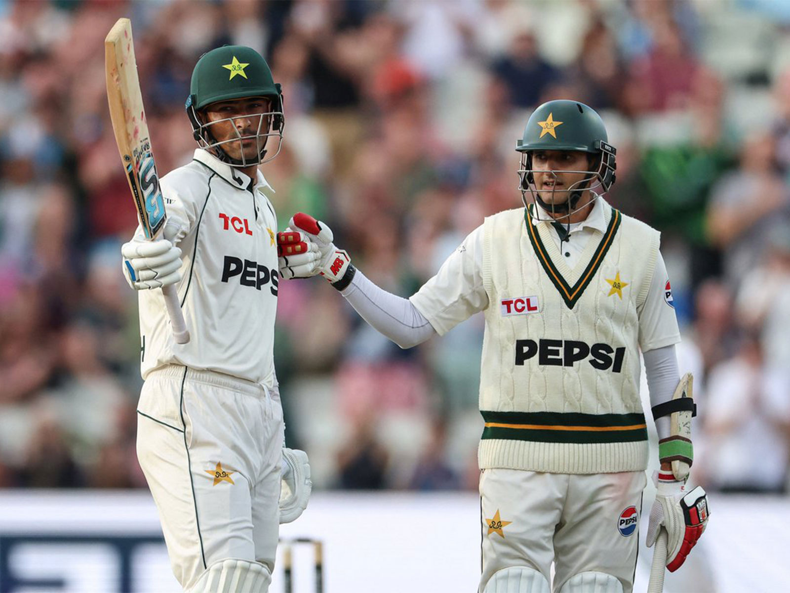 Pakistan batter Razaullah (L) and Mohammad Abbas in third Test at Edgbaston. (Photo: X/ @ICC)