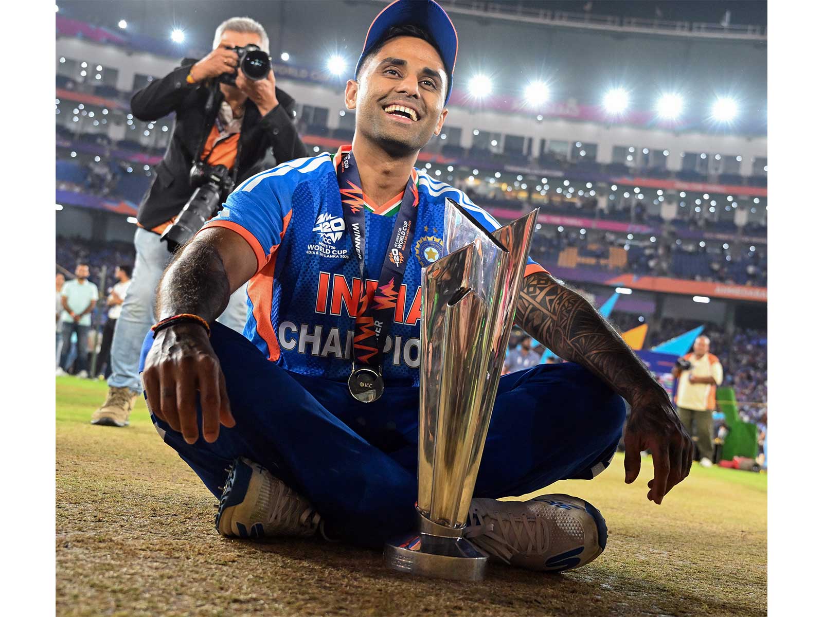 Suryakumar Yadav with the ICC Men’s T20 World Cup 2026 trophy. (File Photo/ANI)