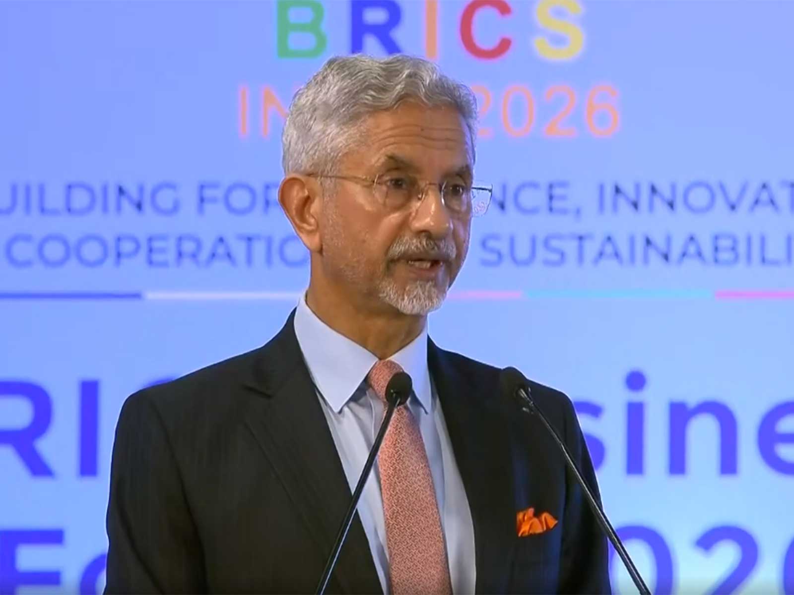 External Affairs Minister S Jaishankar addressing the BRICS Business Forum (Photo/ANI/DD)