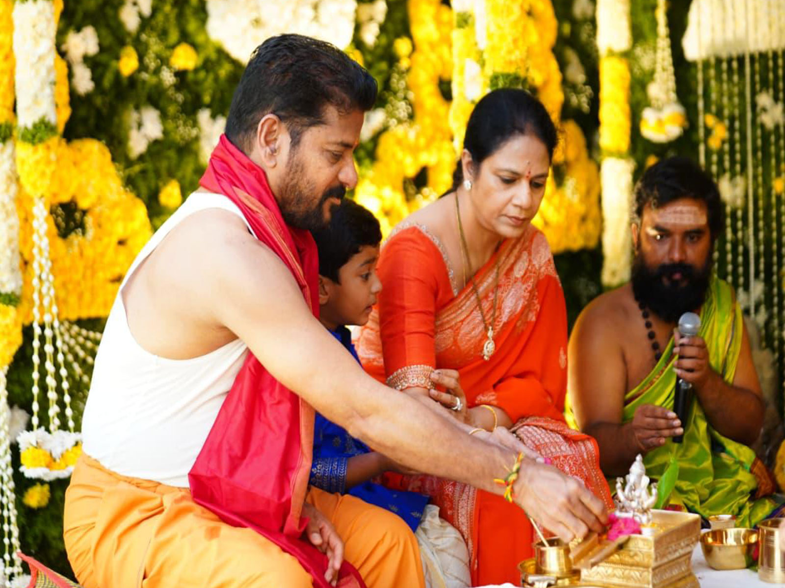 Telangana Chief Minister Revanth Reddy, along with his family members (Photo/CMO)